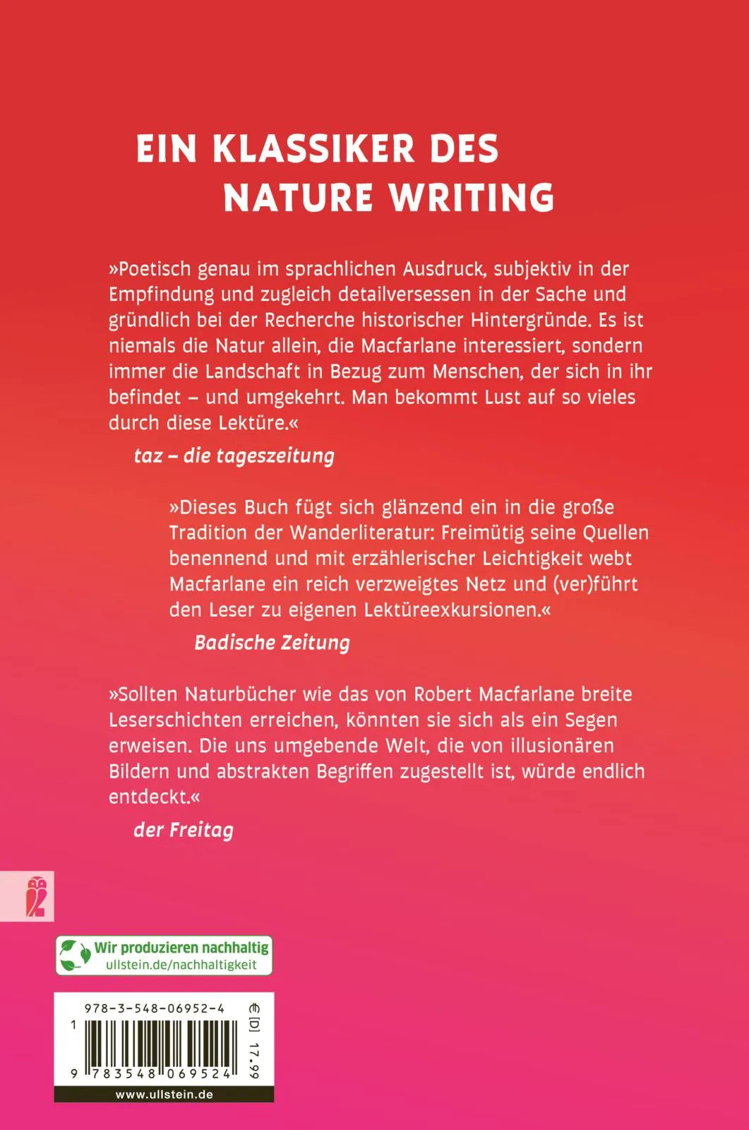 Buchrückseite von 'Alte Wege' mit Klappentext - Paperback