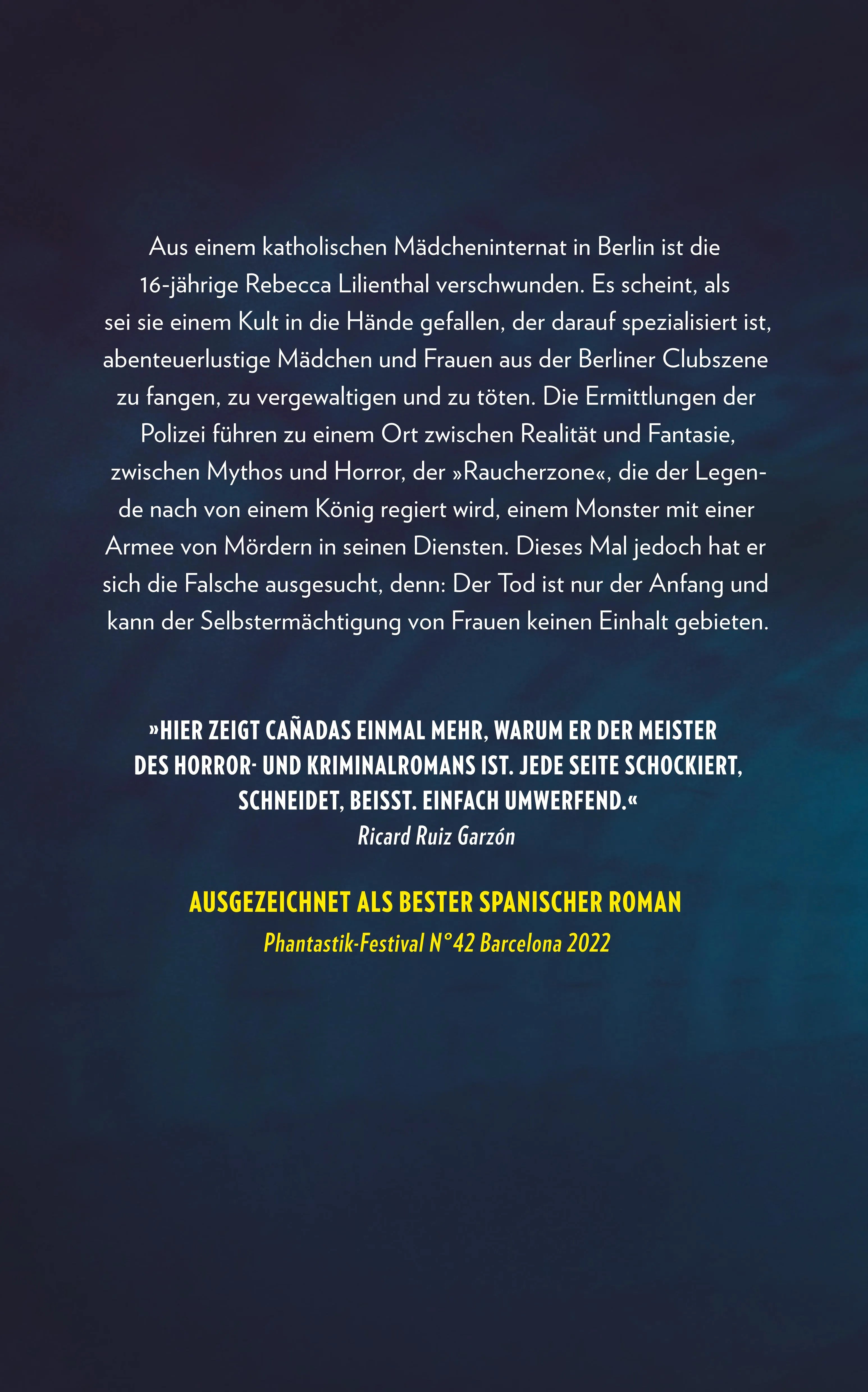 Buchrückseite von 'Am Anfang ist der Tod' mit Klappentext - Paperback