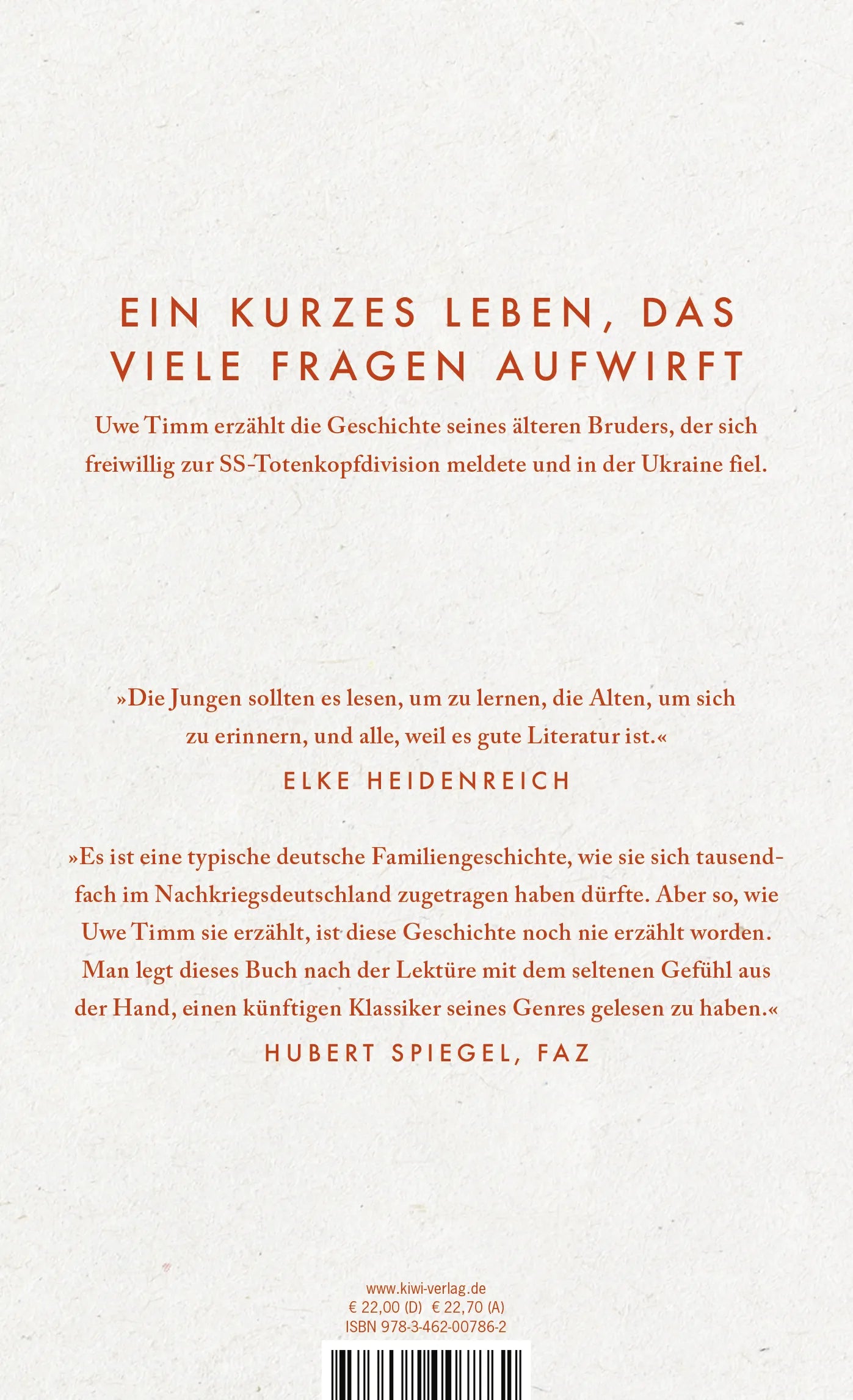 Buchrückseite von 'Am Beispiel meines Bruders' mit Klappentext - Gebundene Ausgabe