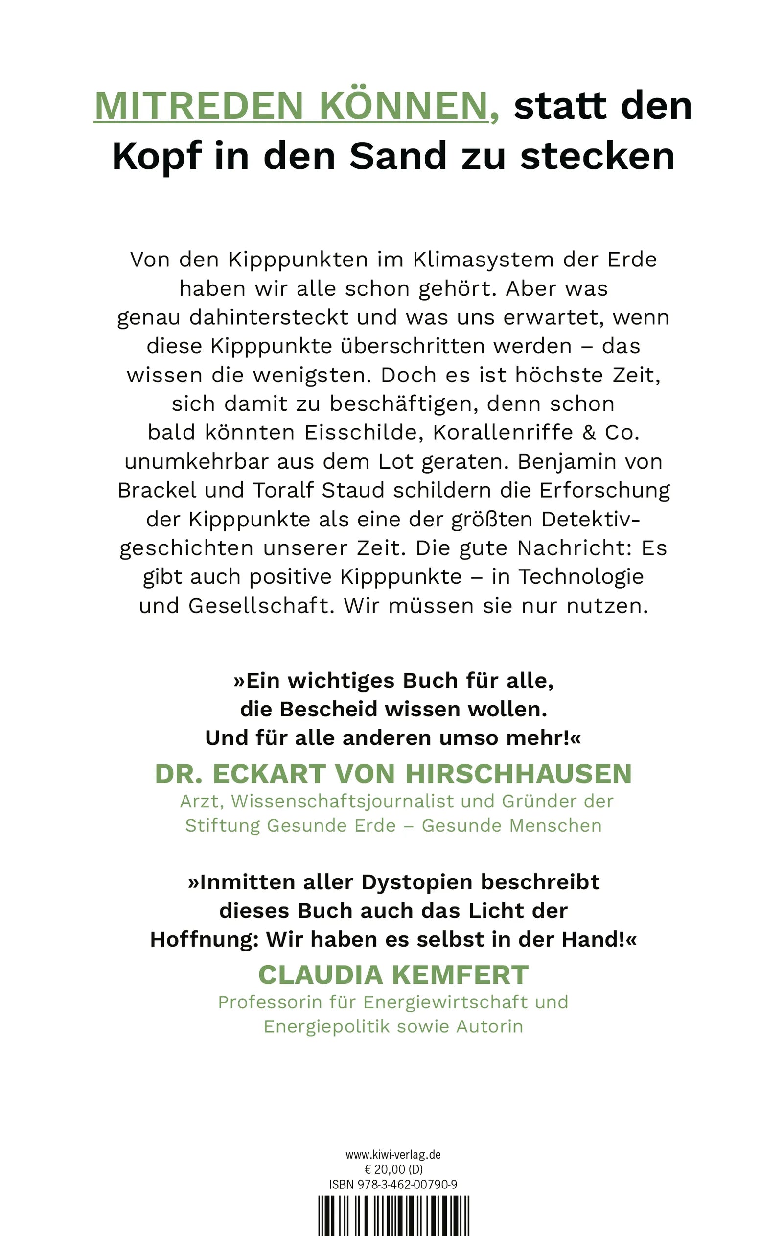 Buchrückseite von 'Am Kipppunkt' mit Klappentext - Paperback