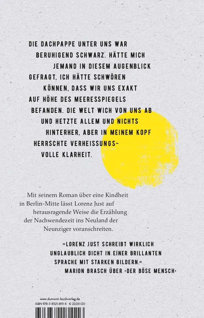 Buchrückseite von 'Am Rand der Dächer' mit Klappentext - Gebundene Ausgabe