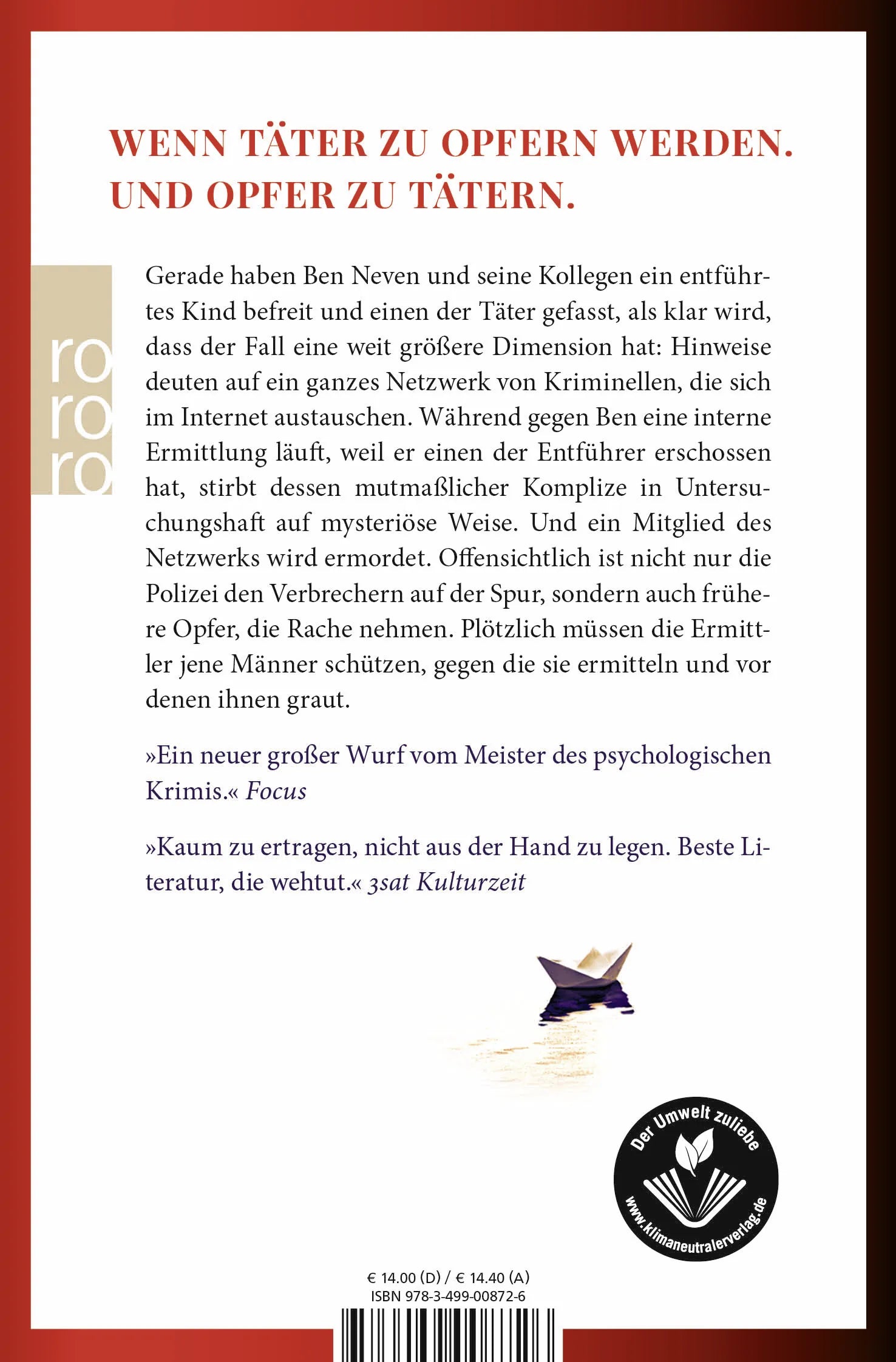Buchrückseite von 'Am roten Strand' mit Klappentext - Taschenbuch