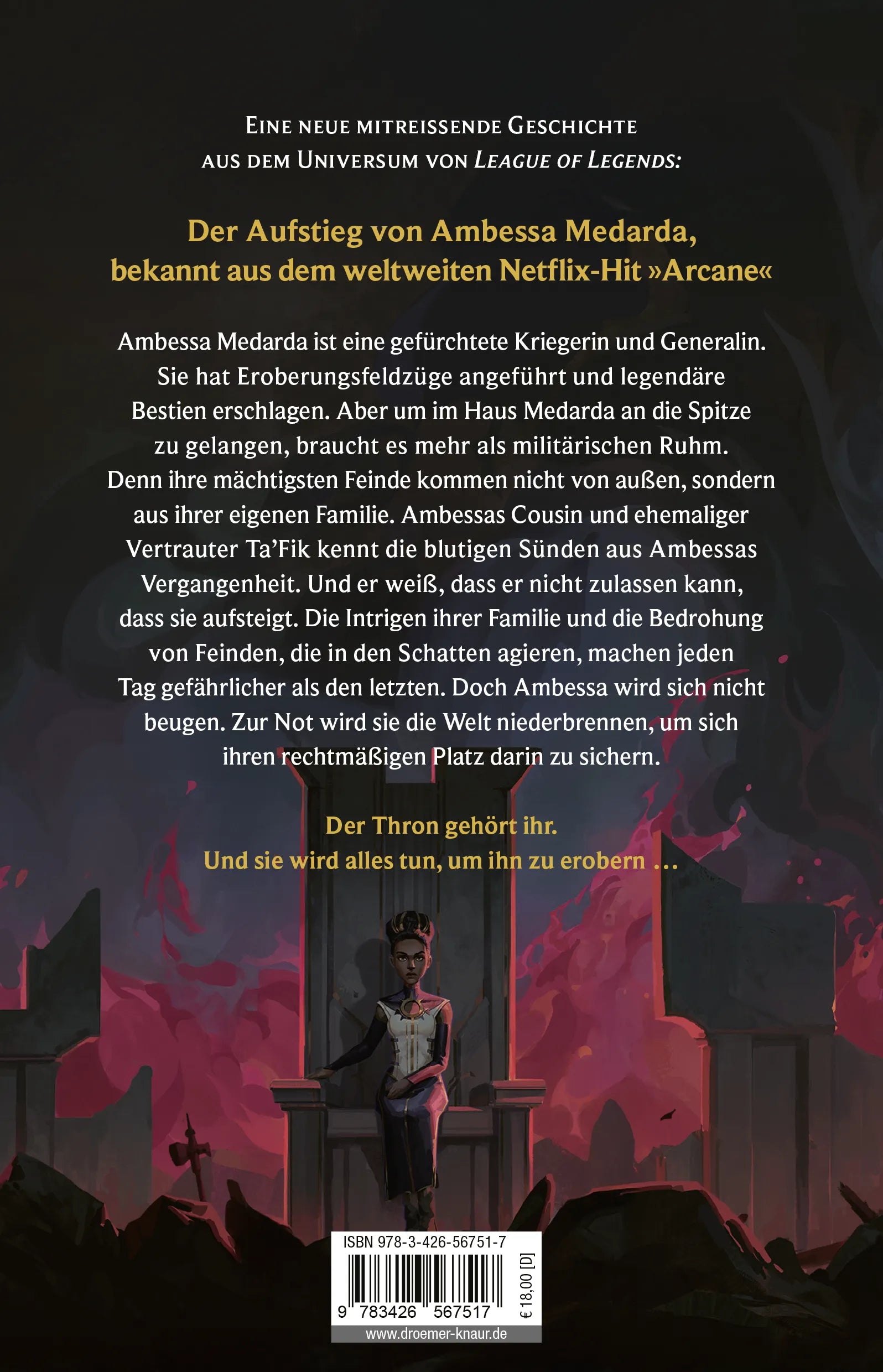 Buchrückseite von 'Ambessa: Chosen of the Wolf' mit Klappentext - Paperback