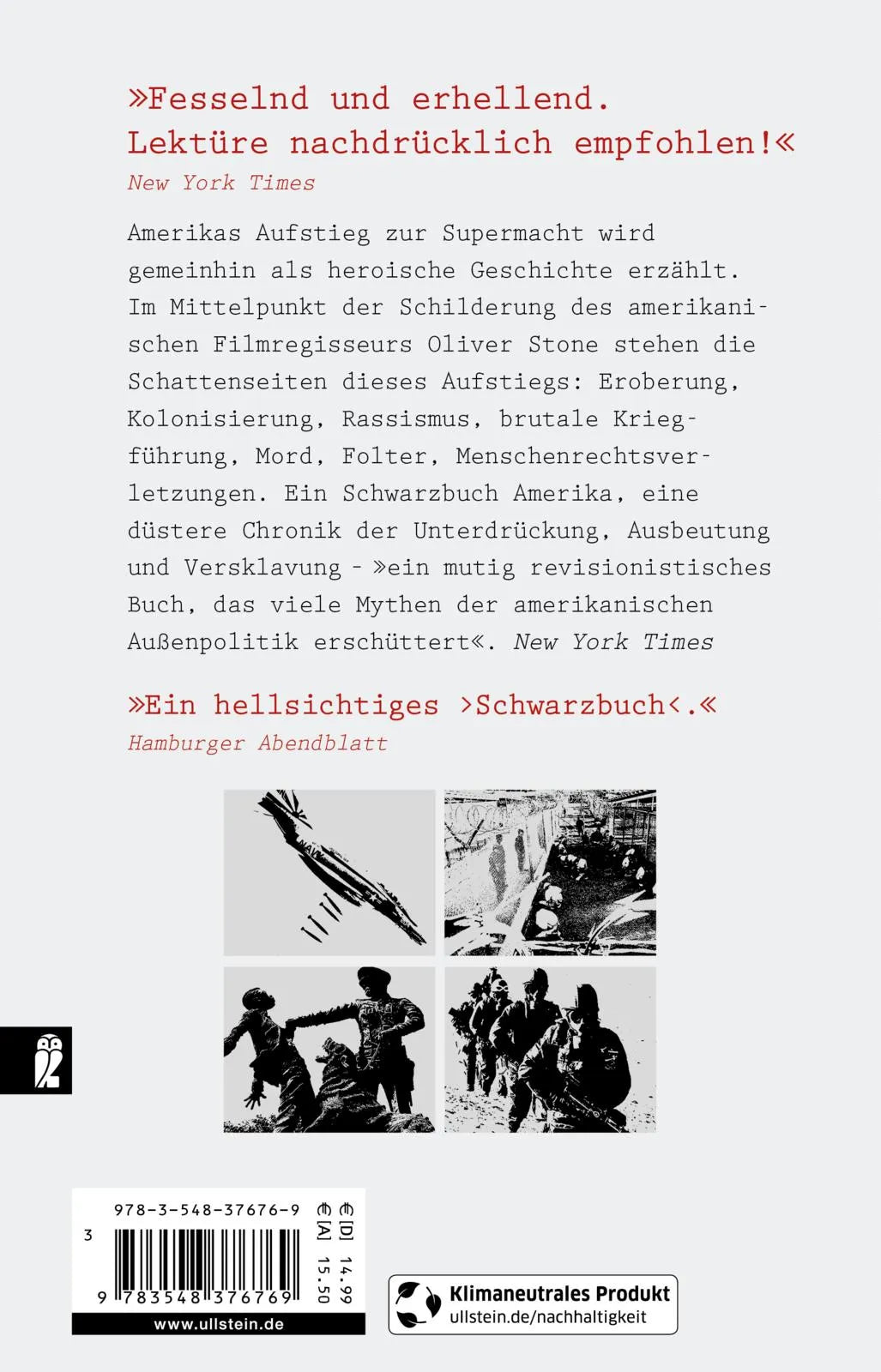 Buchrückseite von 'Amerikas ungeschriebene Geschichte' mit Klappentext - Taschenbuch