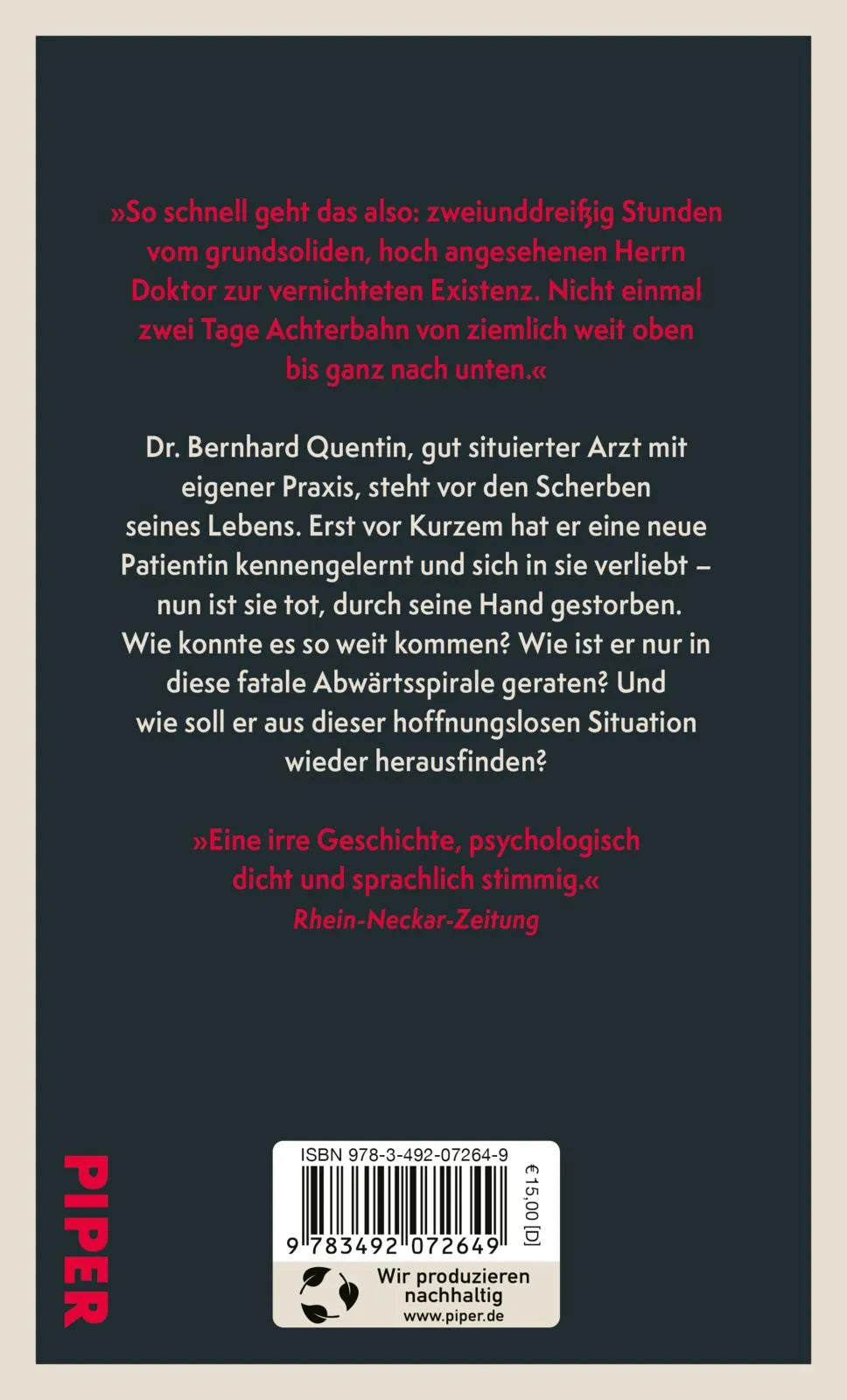 Buchrückseite von 'Anatomie eines Mordes' mit Klappentext - Gebundene Ausgabe