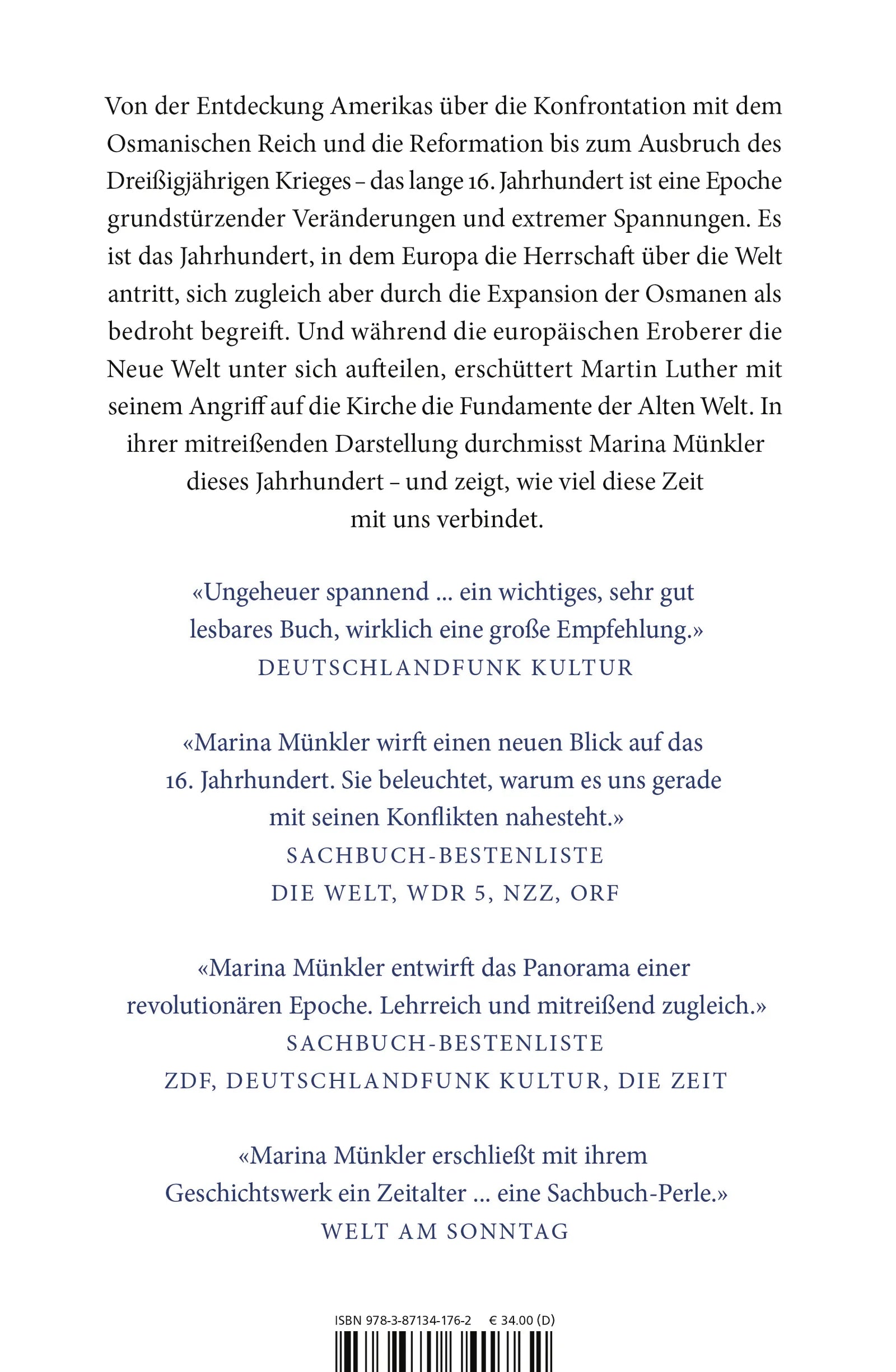 Buchrückseite von 'Anbruch der neuen Zeit' mit Klappentext - Gebundene Ausgabe