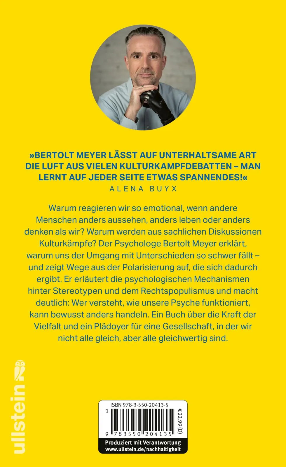 Buchrückseite von 'Anders' mit Klappentext - Gebundene Ausgabe