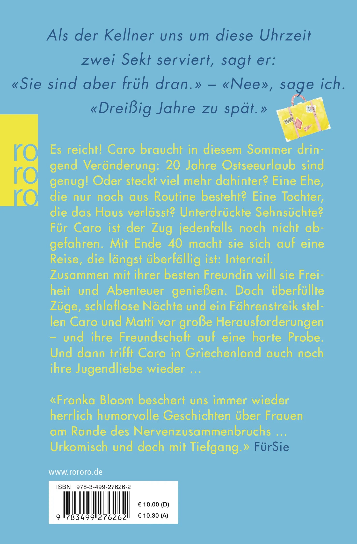 Buchrückseite von 'Anfang Sommer – alles offen' mit Klappentext - Taschenbuch
