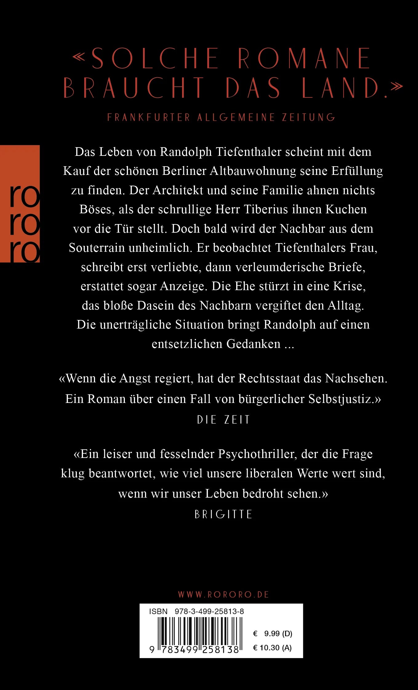 Buchrückseite von 'Angst' mit Klappentext - Taschenbuch