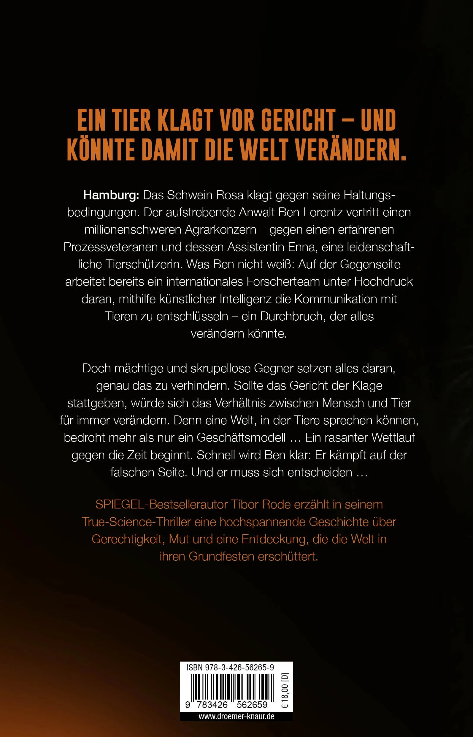Buchrückseite von 'Animal' mit Klappentext - Paperback
