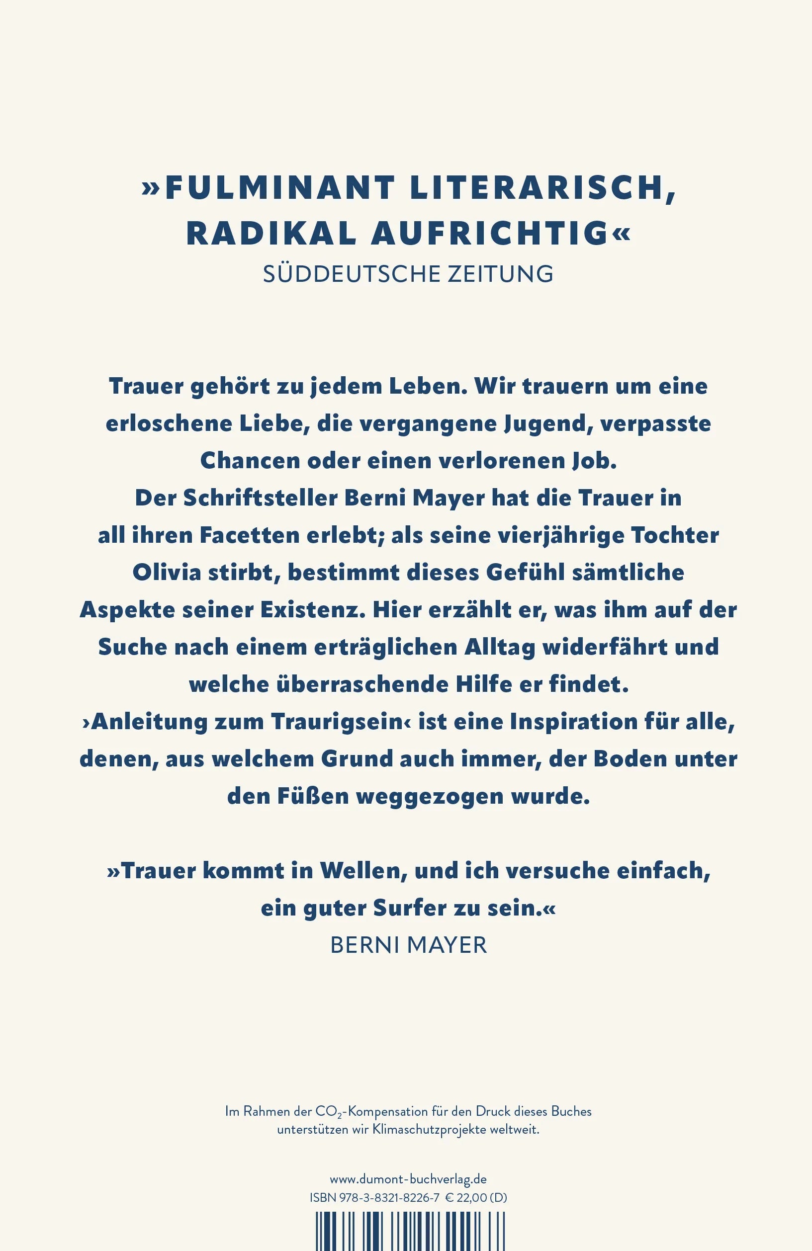 Buchrückseite von 'Anleitung zum Traurigsein' mit Klappentext - Gebundene Ausgabe