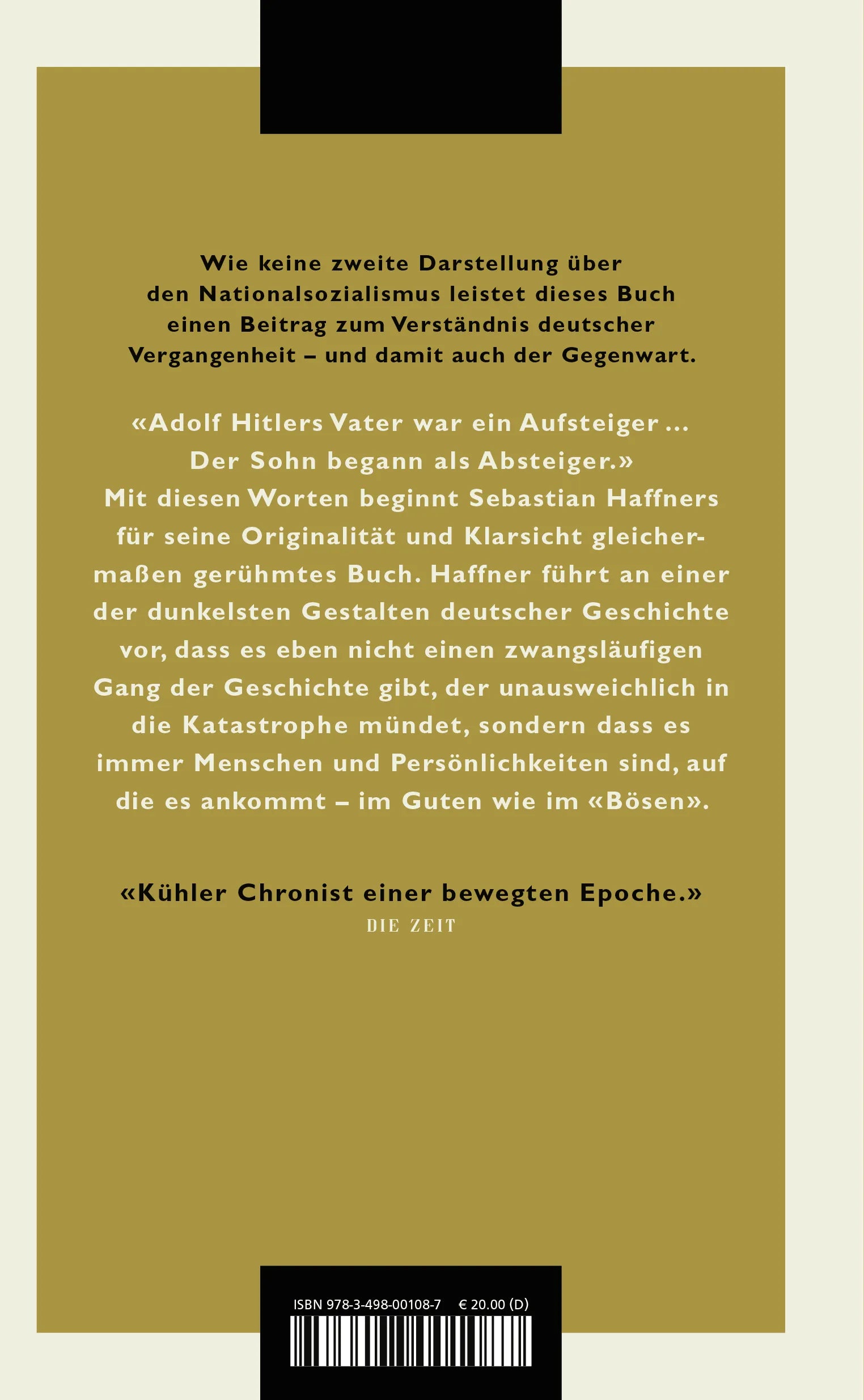 Buchrückseite von 'Anmerkungen zu Hitler' mit Klappentext - Gebundene Ausgabe
