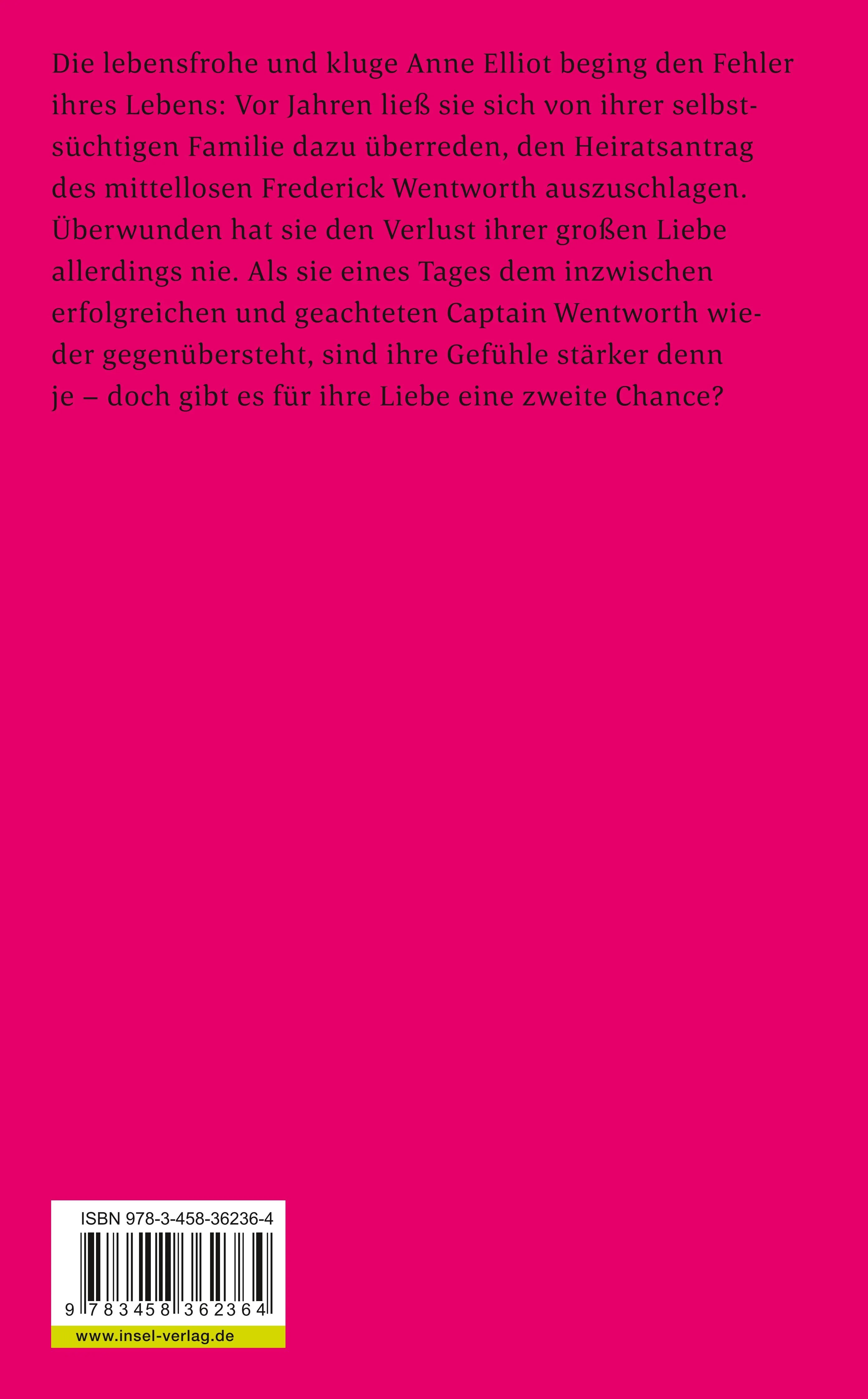 Buchrückseite von 'Anne Elliot' mit Klappentext - Taschenbuch