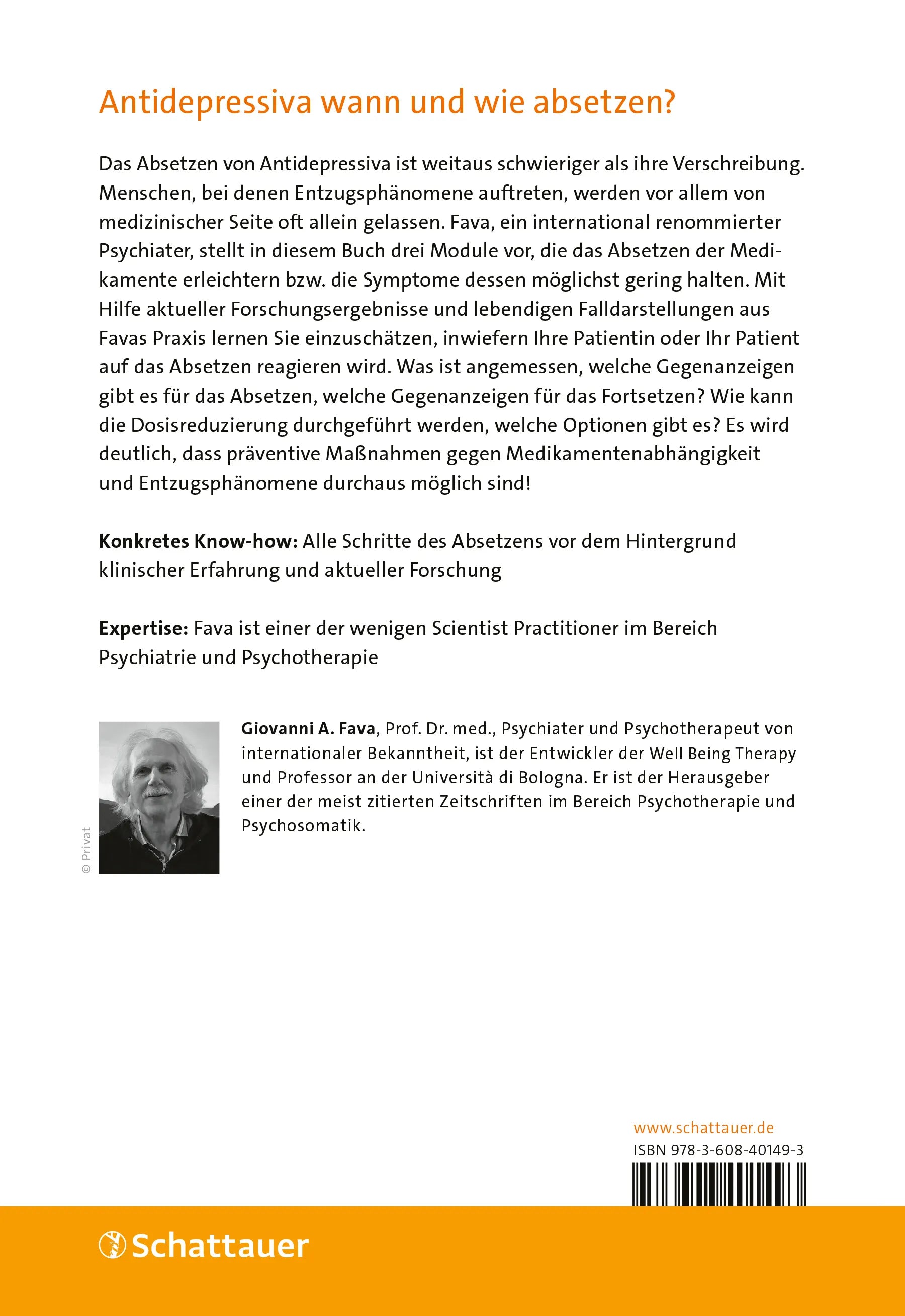 Buchrückseite von 'Antidepressiva absetzen' mit Klappentext - Paperback