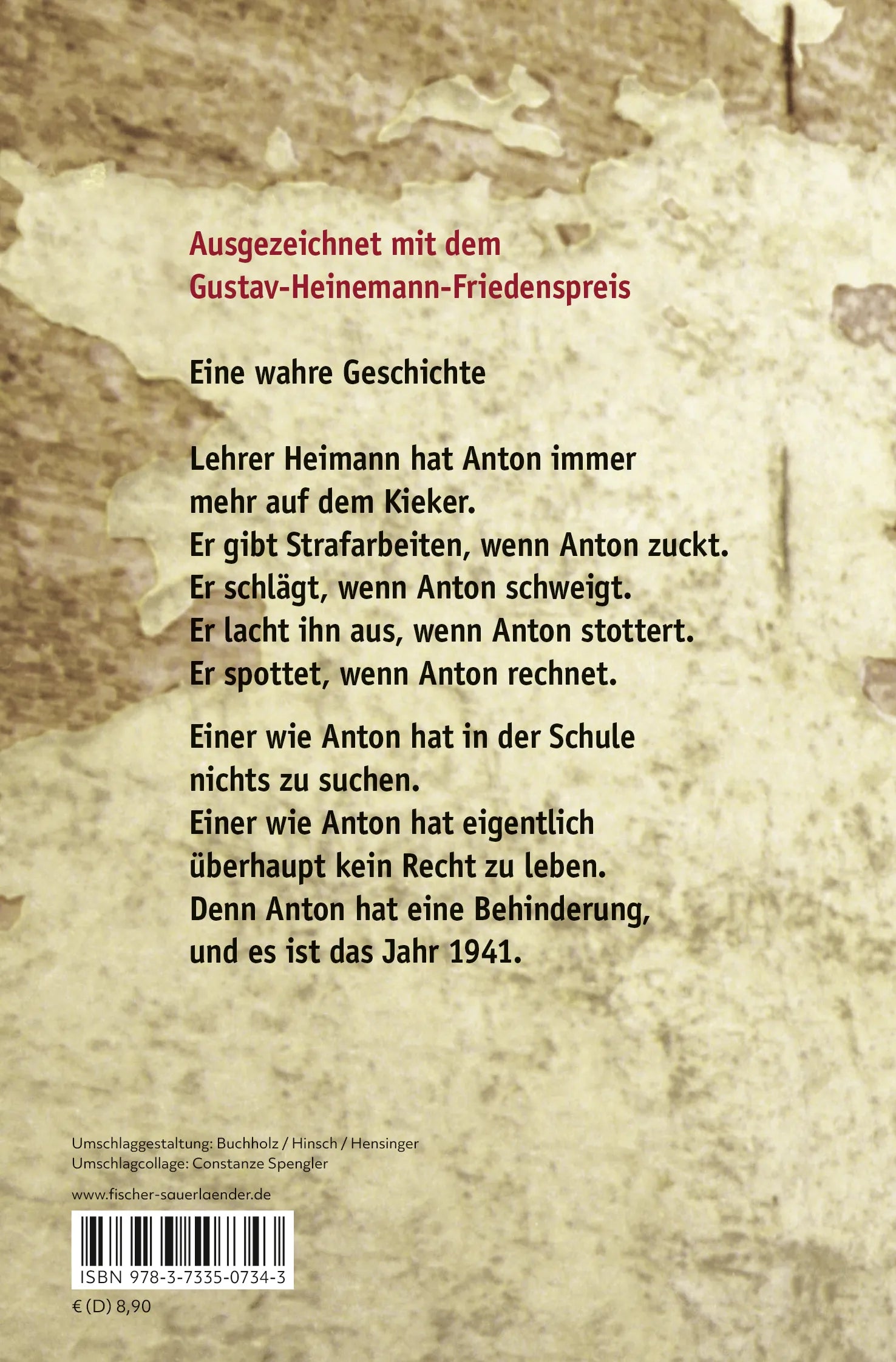Buchrückseite von 'Anton oder Die Zeit des unwerten Lebens' mit Klappentext - Taschenbuch