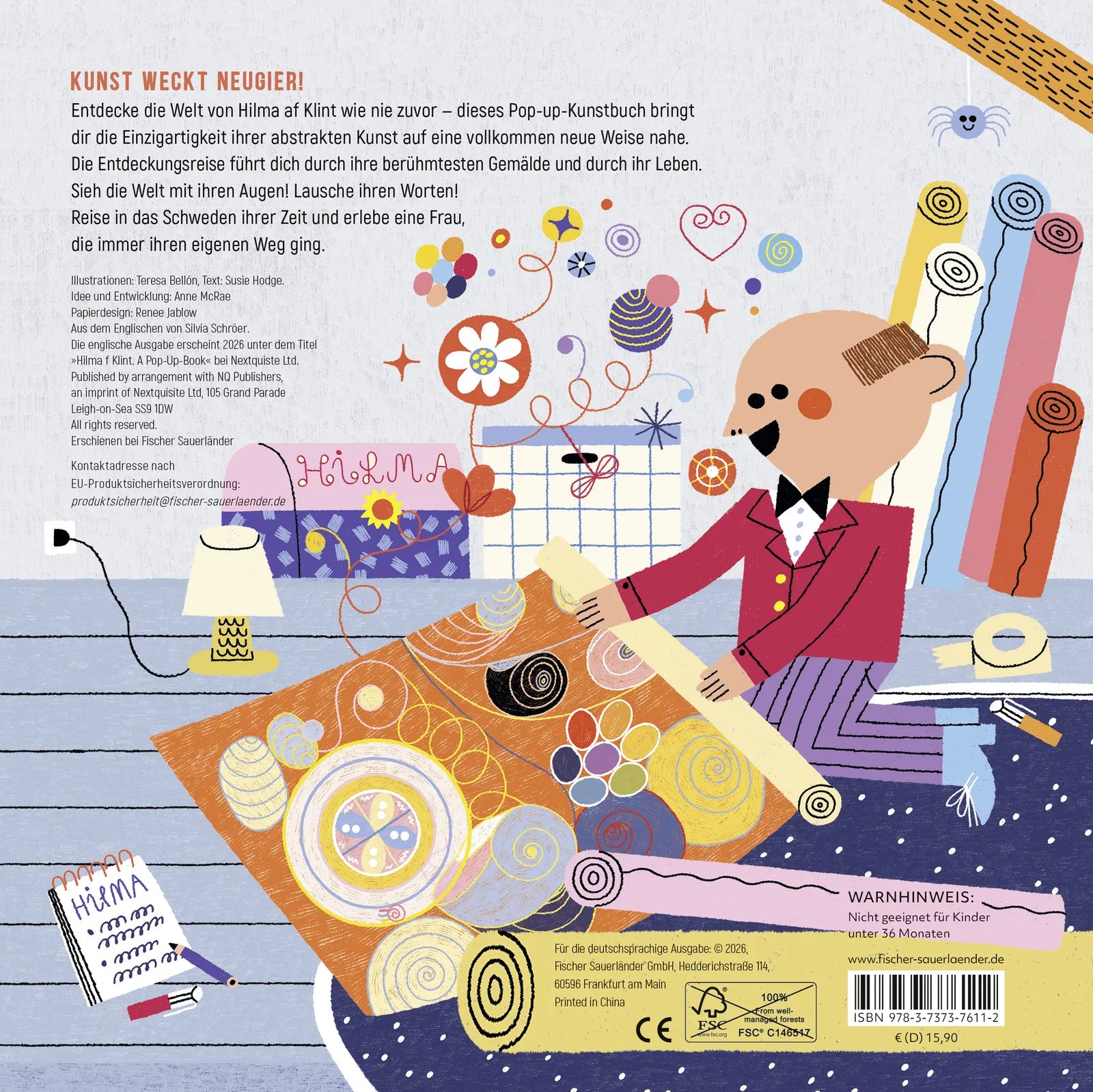 Buchrückseite von 'ART POPS: Hilma af Klint' mit Klappentext - Gebundene Ausgabe