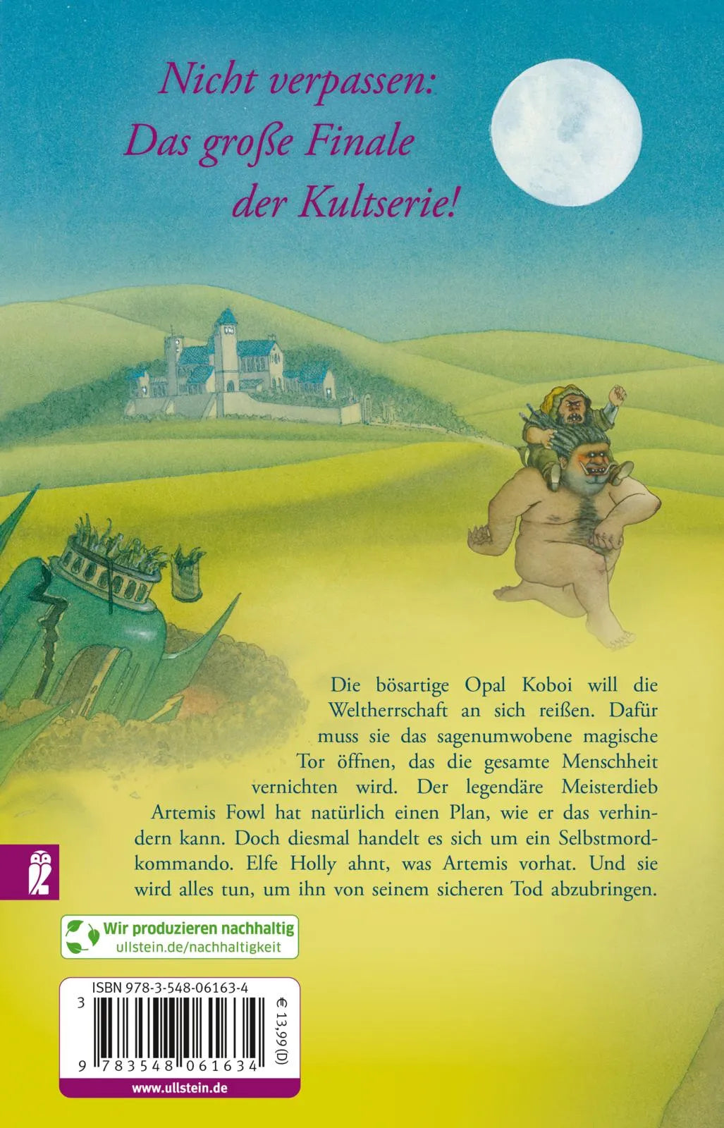 Buchrückseite von 'Artemis Fowl. Das magische Tor' mit Klappentext - Taschenbuch