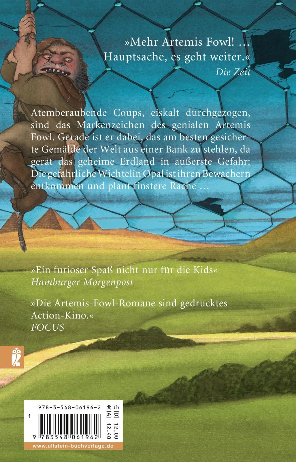 Buchrückseite von 'Artemis Fowl - Die Rache' mit Klappentext - Taschenbuch