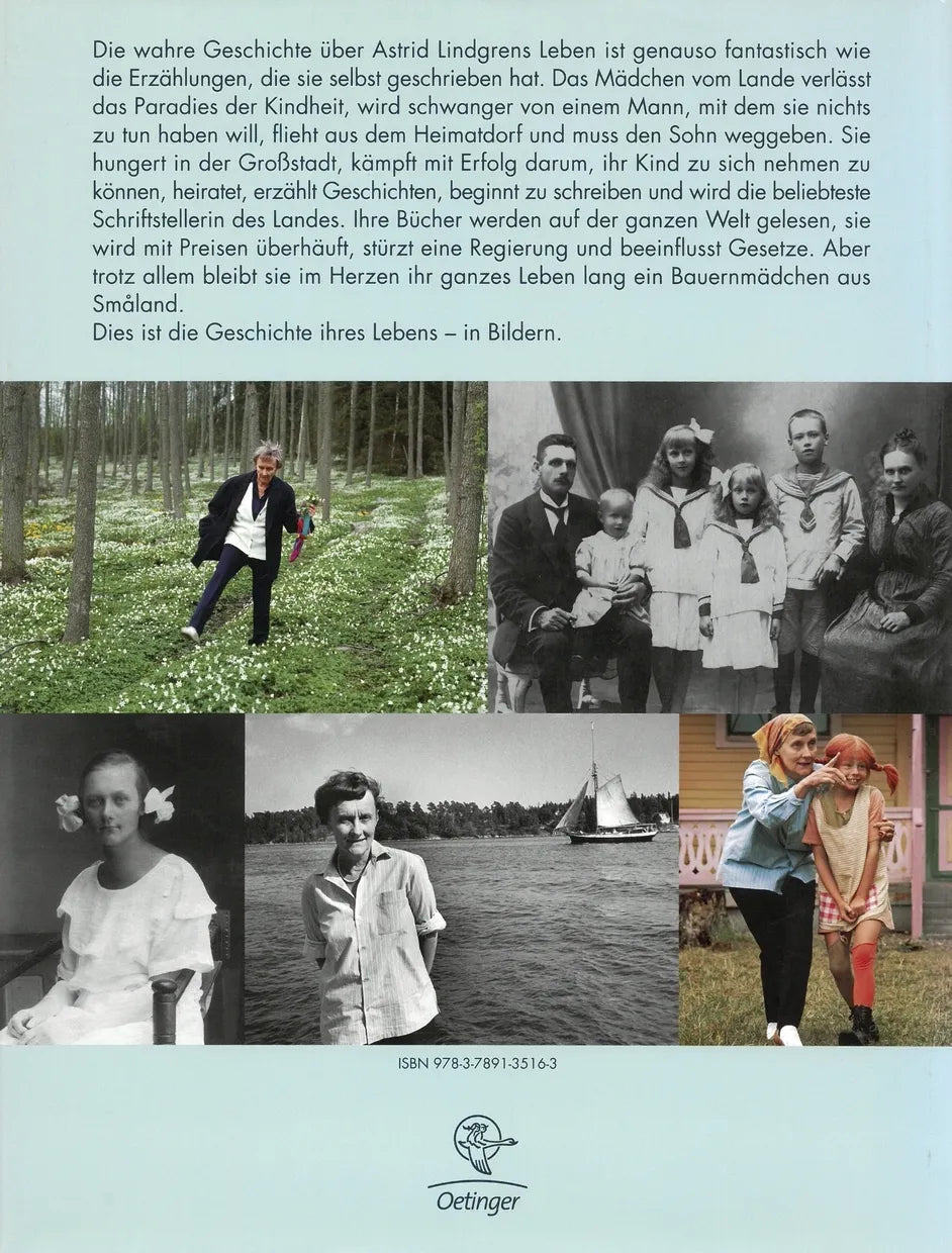 Buchrückseite von 'Astrid Lindgren. Bilder ihres Lebens' mit Klappentext - Gebundene Ausgabe