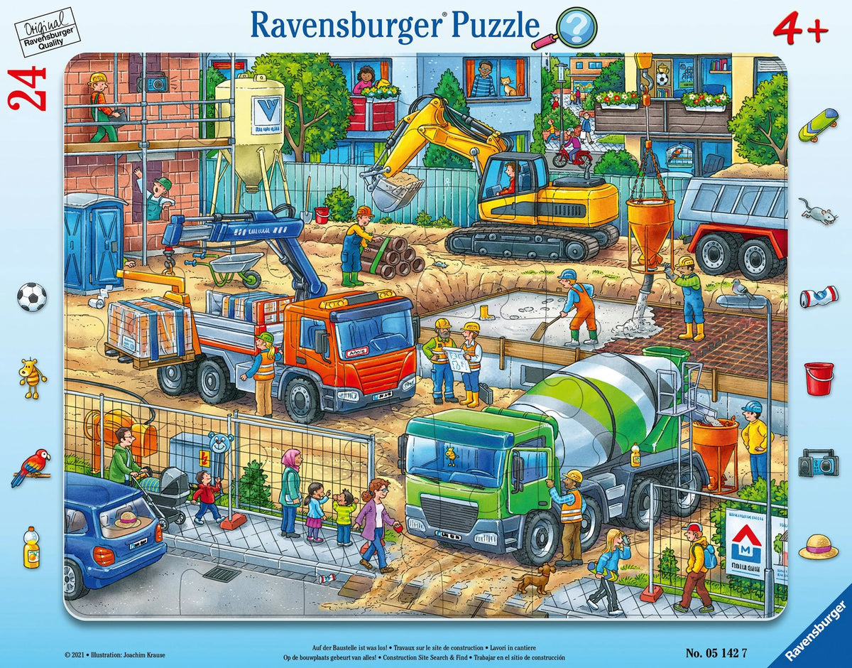 Kinderpuzzle: Kinderpuzzle 24 Teile - Auf der Baustelle ist was los!