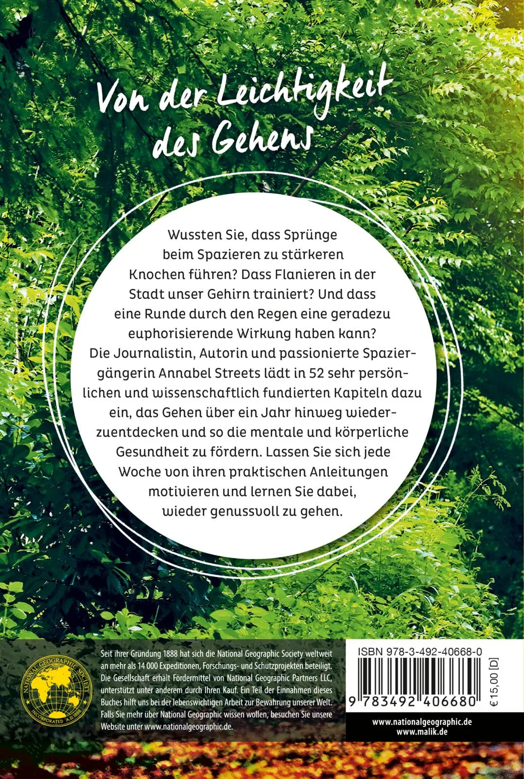 Buchrückseite von 'Auf die Füße, fertig, los!' mit Klappentext - Taschenbuch