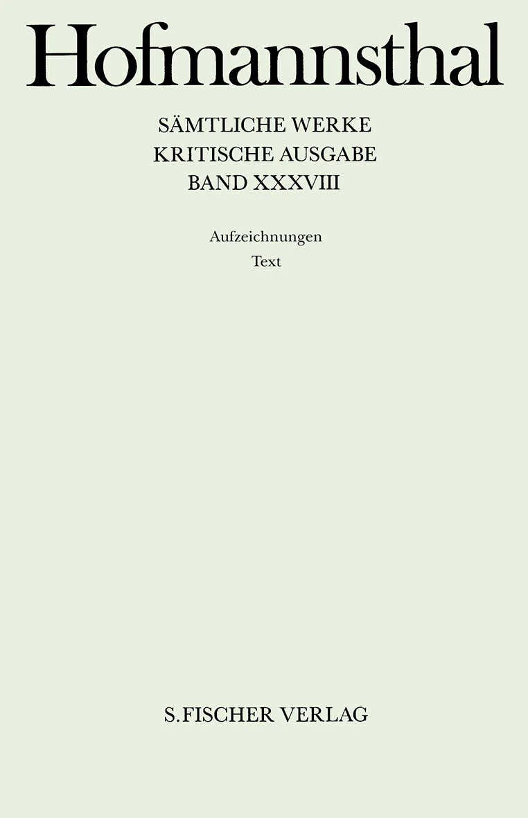 Buchcover von 'Aufzeichnungen 1: Text Aufzeichnungen 2: Apparat' - Gebundene Ausgabe von Hugo von Hofmannsthal