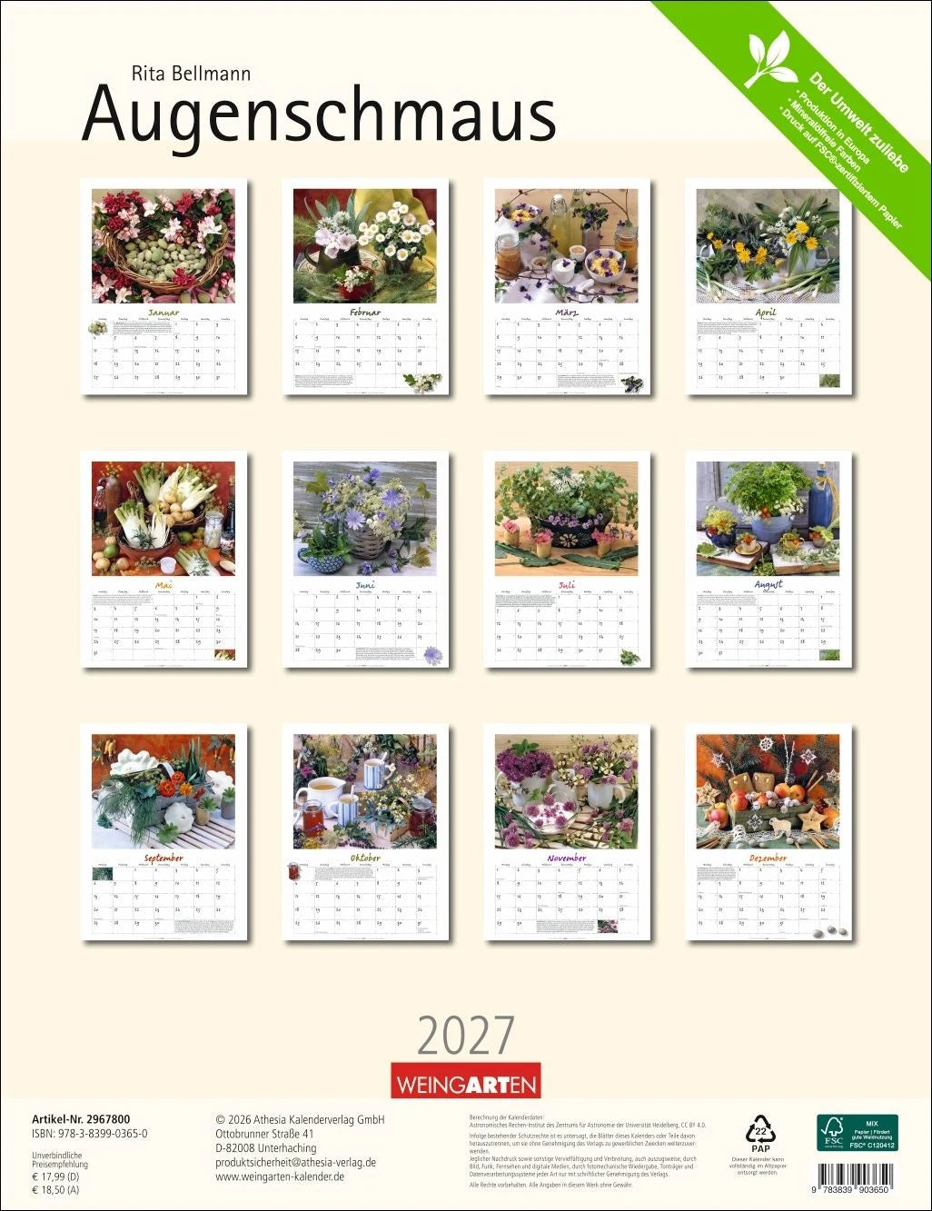 Augenschmaus Kalender 2027 - Gewürze und Kräuter rund ums Jahr – Ansicht