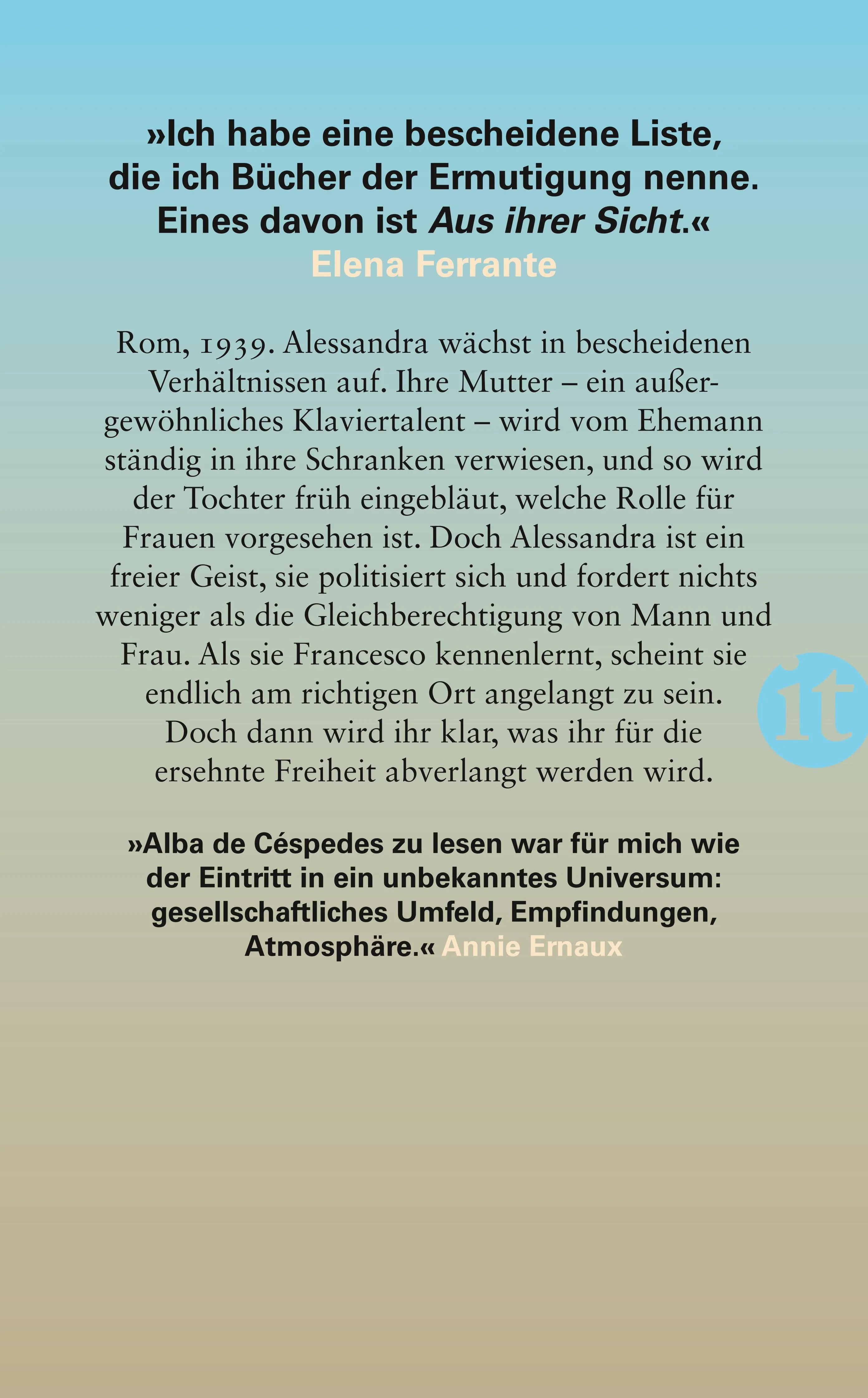 Buchrückseite von 'Aus ihrer Sicht' mit Klappentext - Taschenbuch