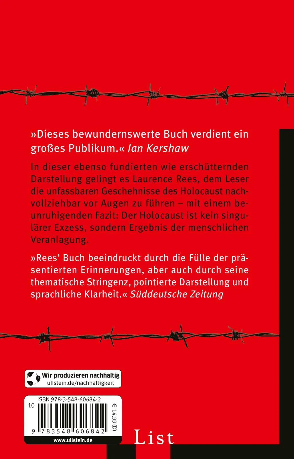 Buchrückseite von 'Auschwitz' mit Klappentext - Taschenbuch