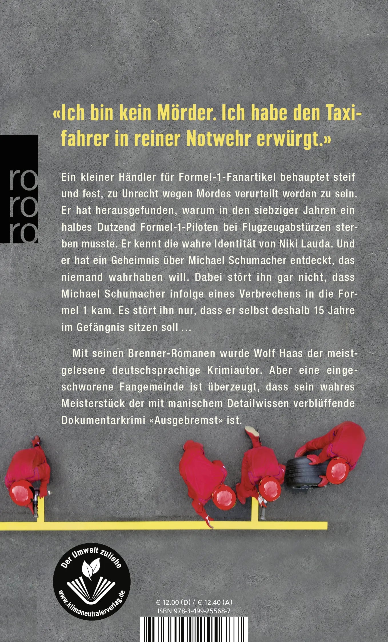 Buchrückseite von 'Ausgebremst' mit Klappentext - Taschenbuch