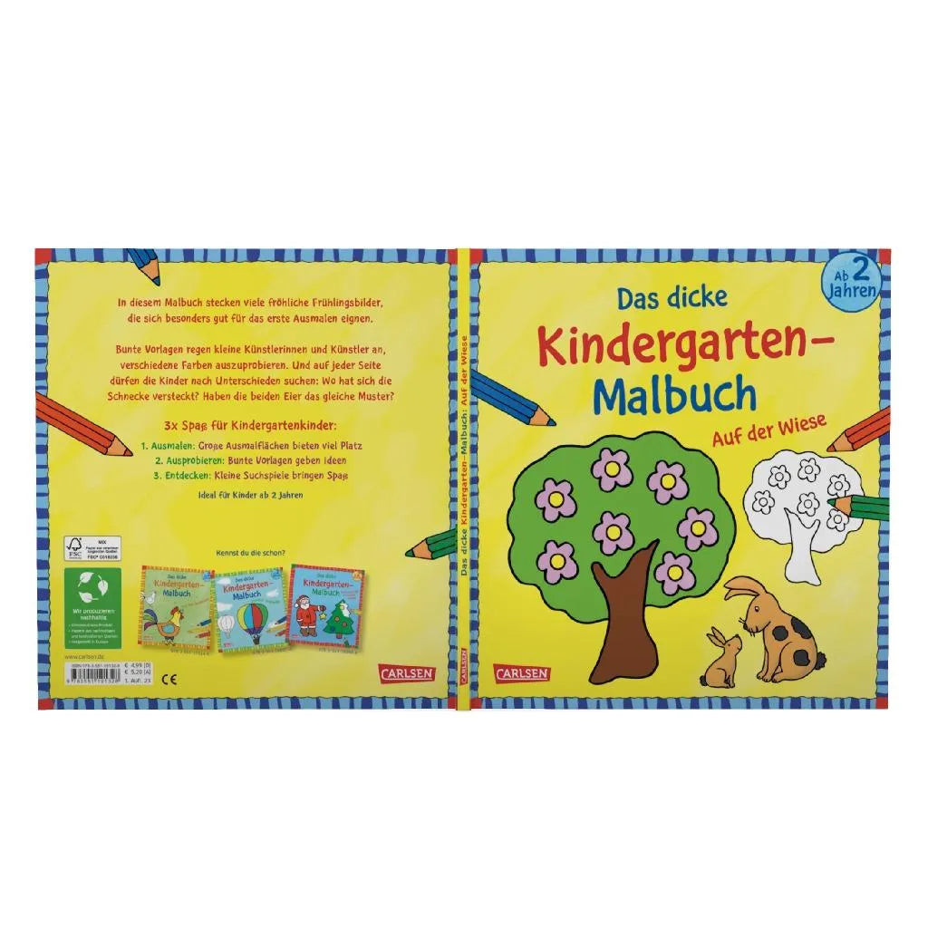 Abbildung von 'Ausmalbilder für Kita-Kinder: Das dicke Kindergarten-Malbuch: Auf der Wiese'