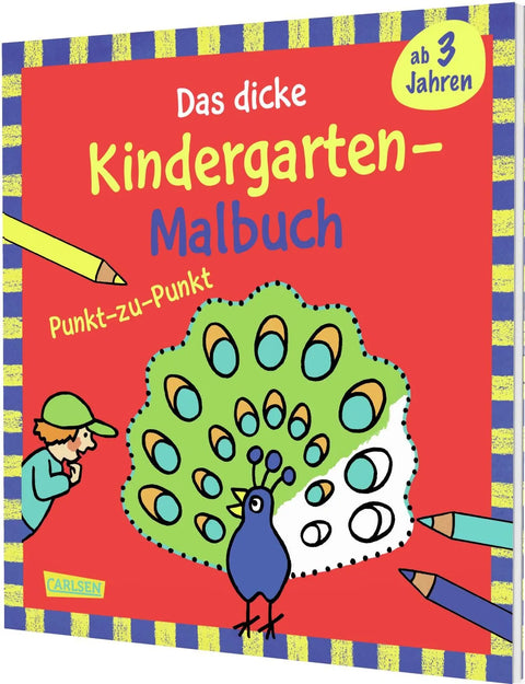 Ausmalbilder für Kita-Kinder: Das dicke Kindergarten-Malbuch: Punkt-zu-Punkt