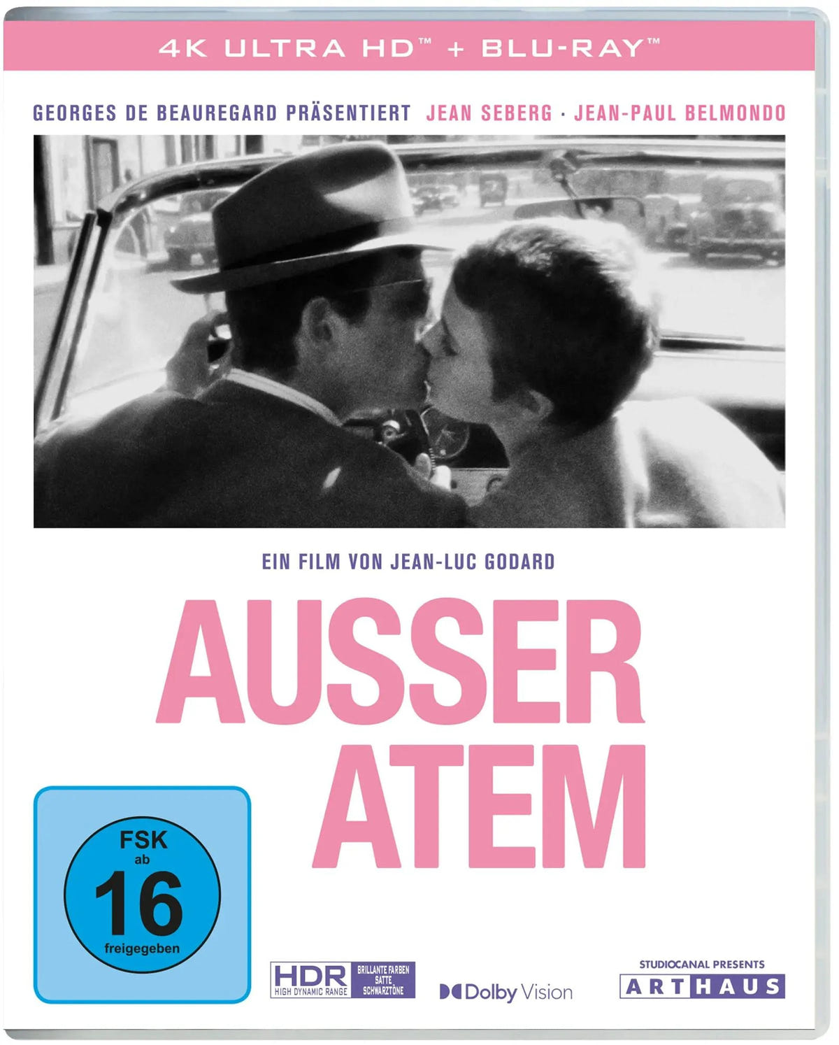 4K UHD Blu-ray-Cover: Außer Atem. Regie: Jean-Luc Godard