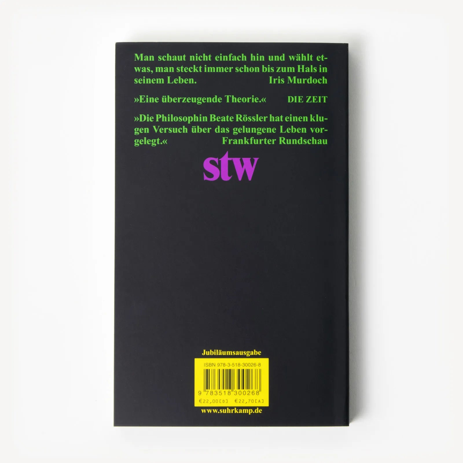 Buchrückseite von 'Autonomie' mit Klappentext - Taschenbuch