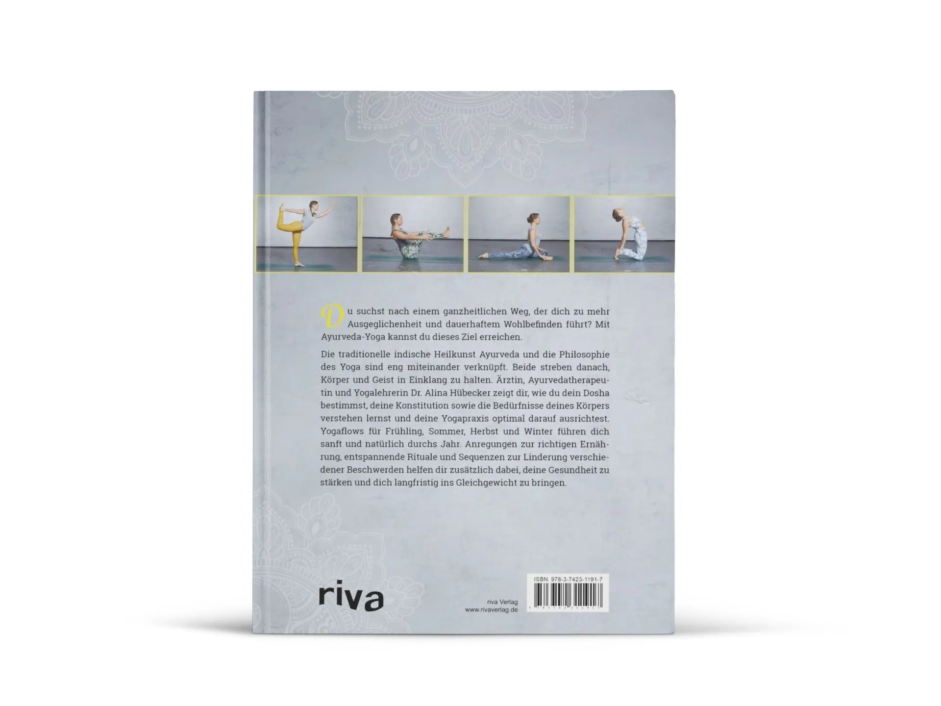 Buchrückseite von 'Ayurveda-Yoga' mit Klappentext - Taschenbuch
