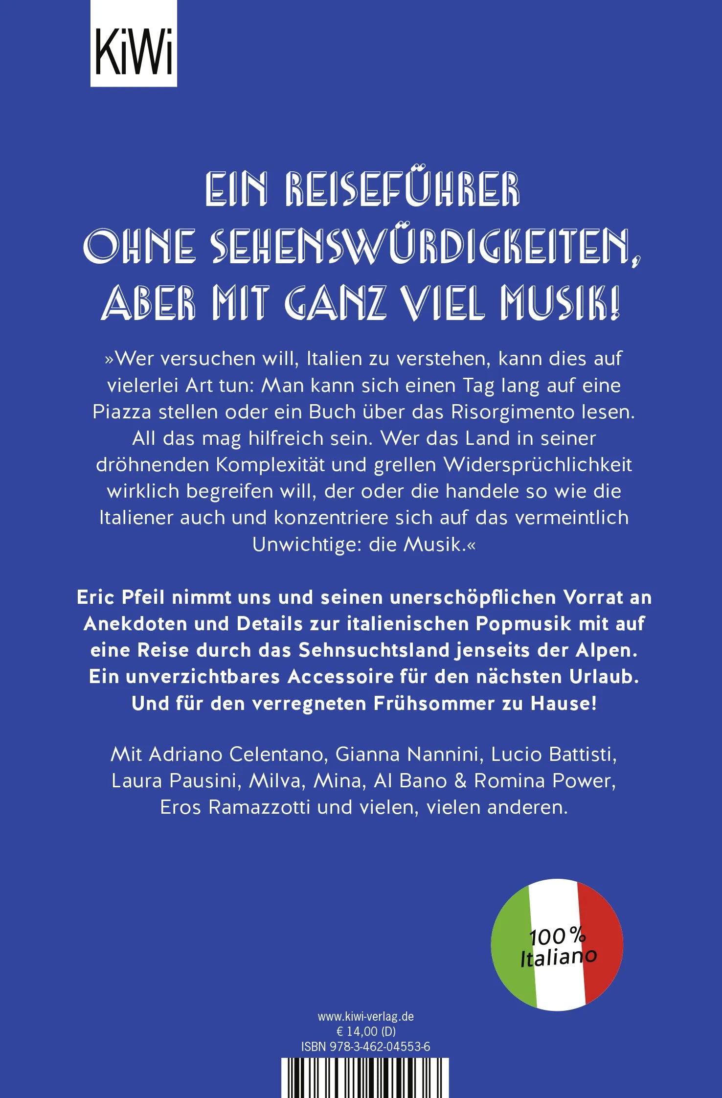Buchrückseite von 'Azzurro' mit Klappentext - Taschenbuch