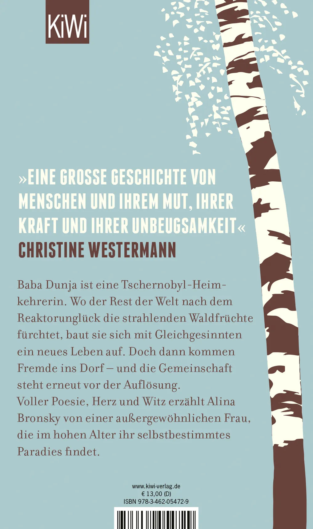 Buchrückseite von 'Baba Dunjas letzte Liebe' mit Klappentext - Gebundene Ausgabe