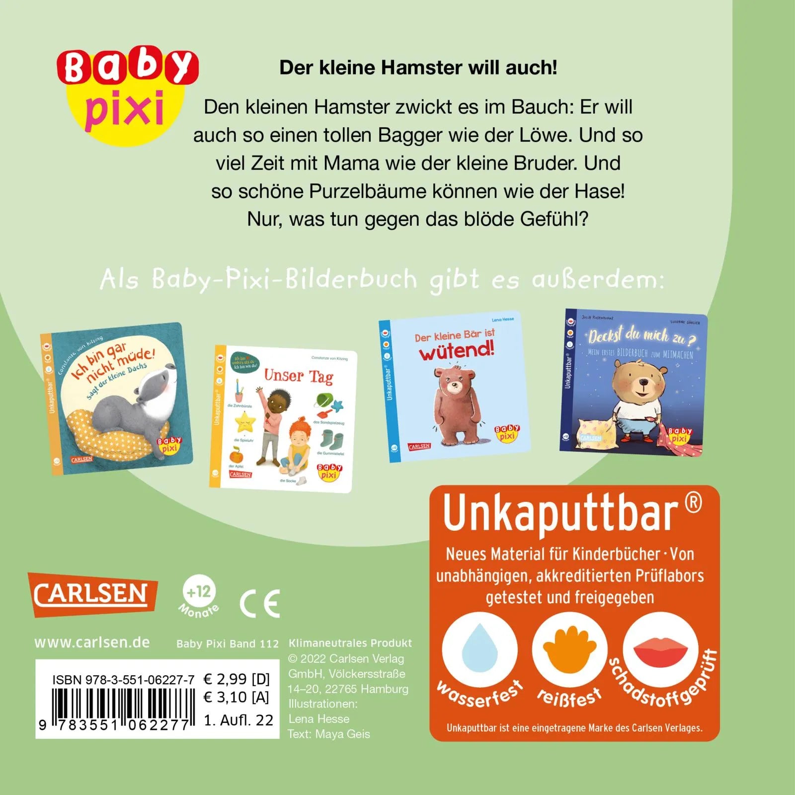 Buchrückseite von 'Baby Pixi' mit Klappentext - Taschenbuch