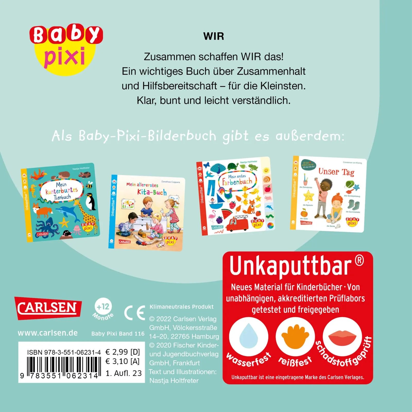Buchrückseite von 'Baby Pixi' mit Klappentext - Taschenbuch