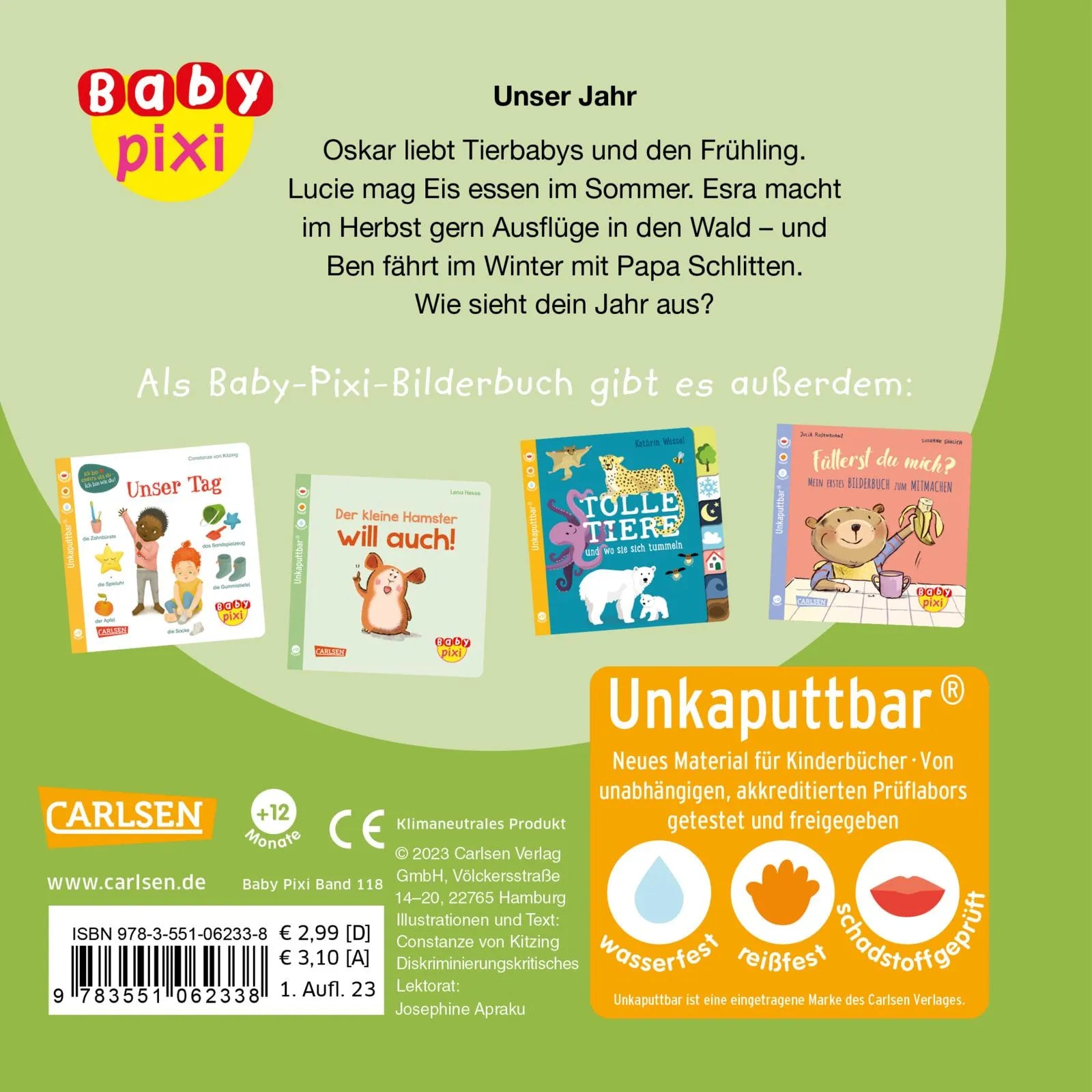 Buchrückseite von 'Baby Pixi' mit Klappentext - Taschenbuch