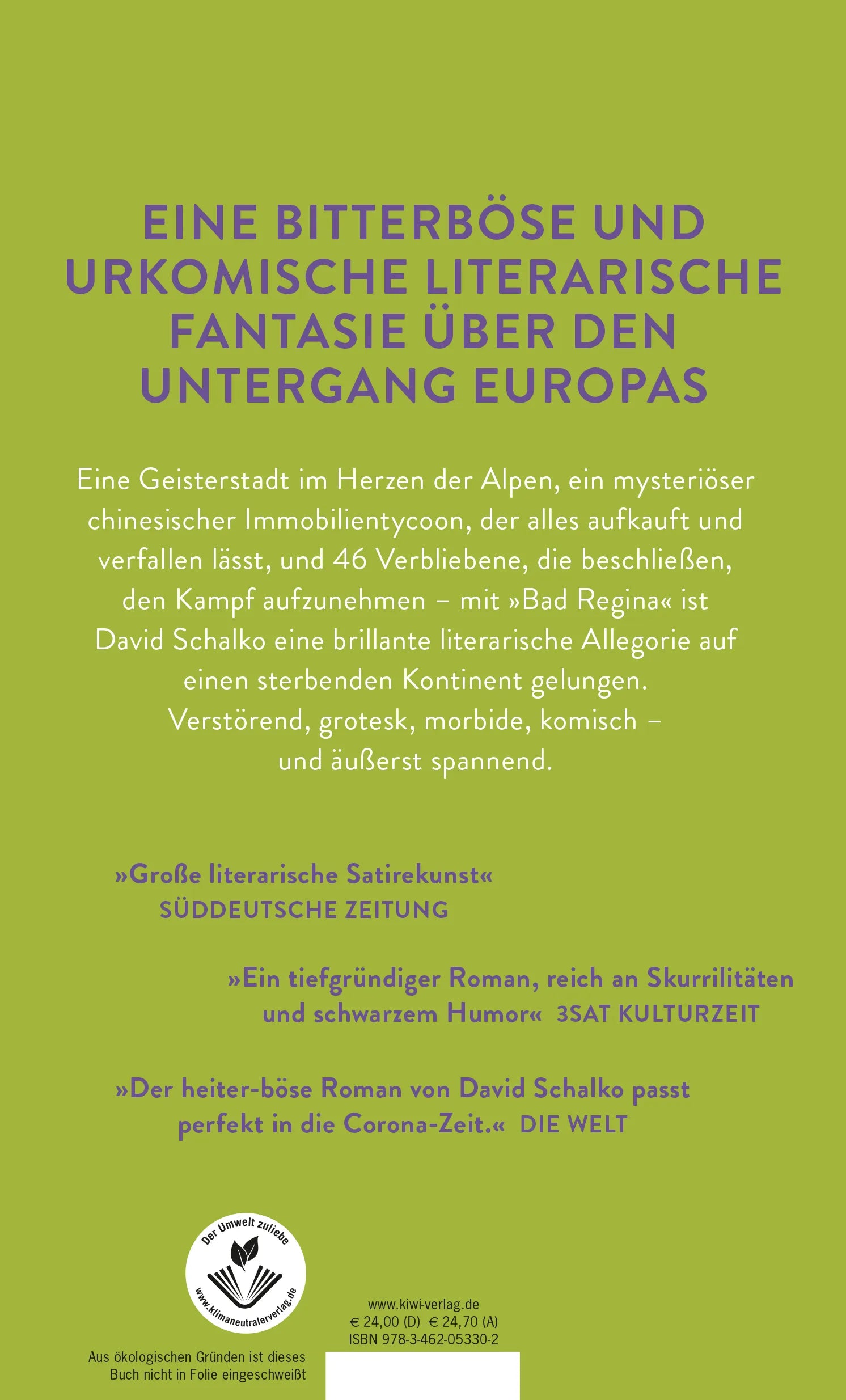 Buchrückseite von 'Bad Regina' mit Klappentext - Gebundene Ausgabe