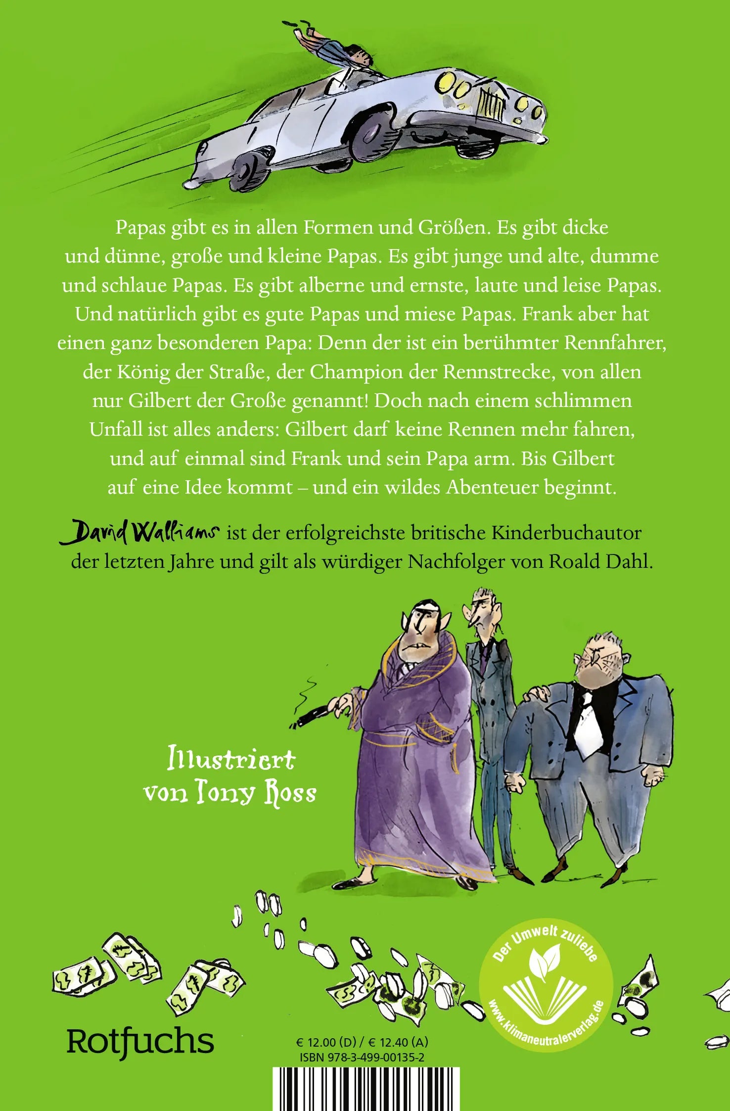 Buchrückseite von 'Banditen-Papa' mit Klappentext - Taschenbuch