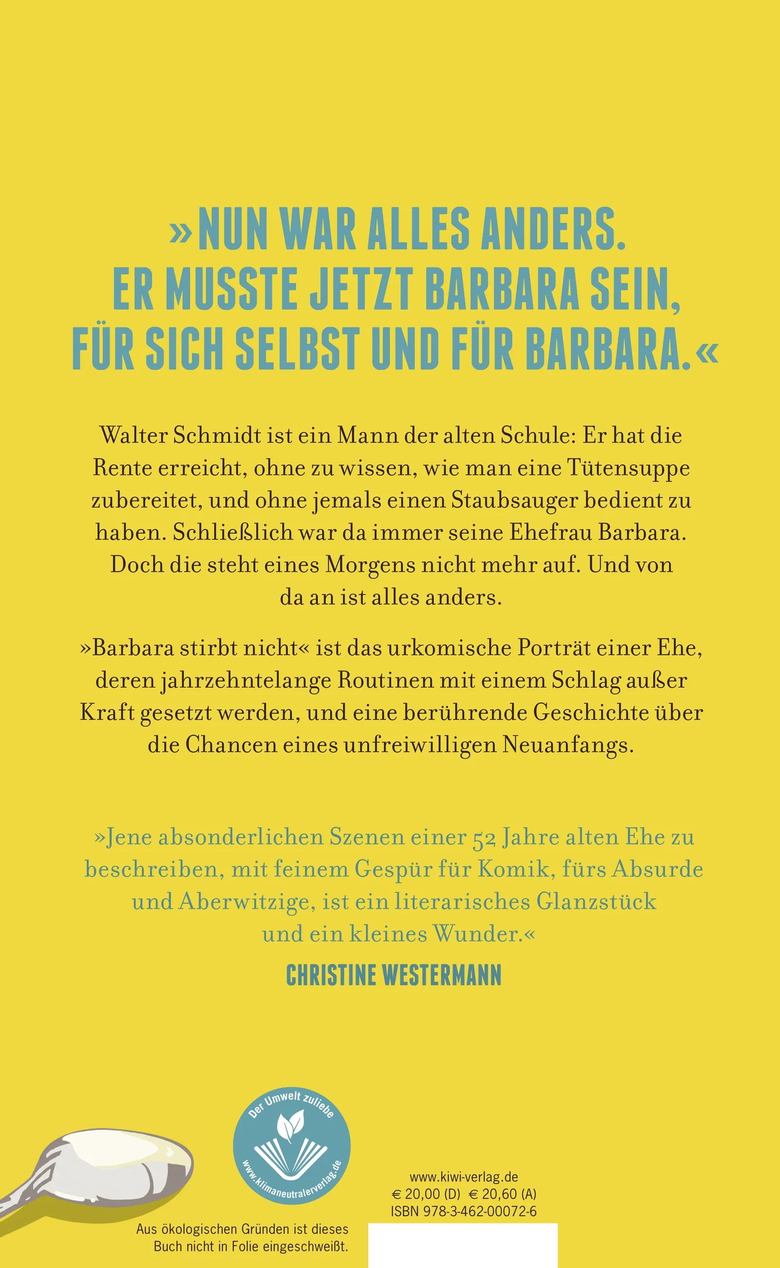 Buchrückseite von 'Barbara stirbt nicht' mit Klappentext - Gebundene Ausgabe