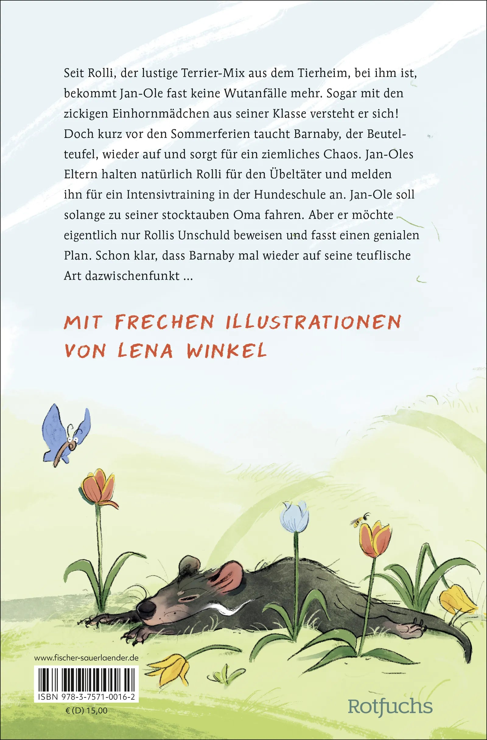 Buchrückseite von 'Barnaby schlägt wieder zu!' mit Klappentext - Gebundene Ausgabe