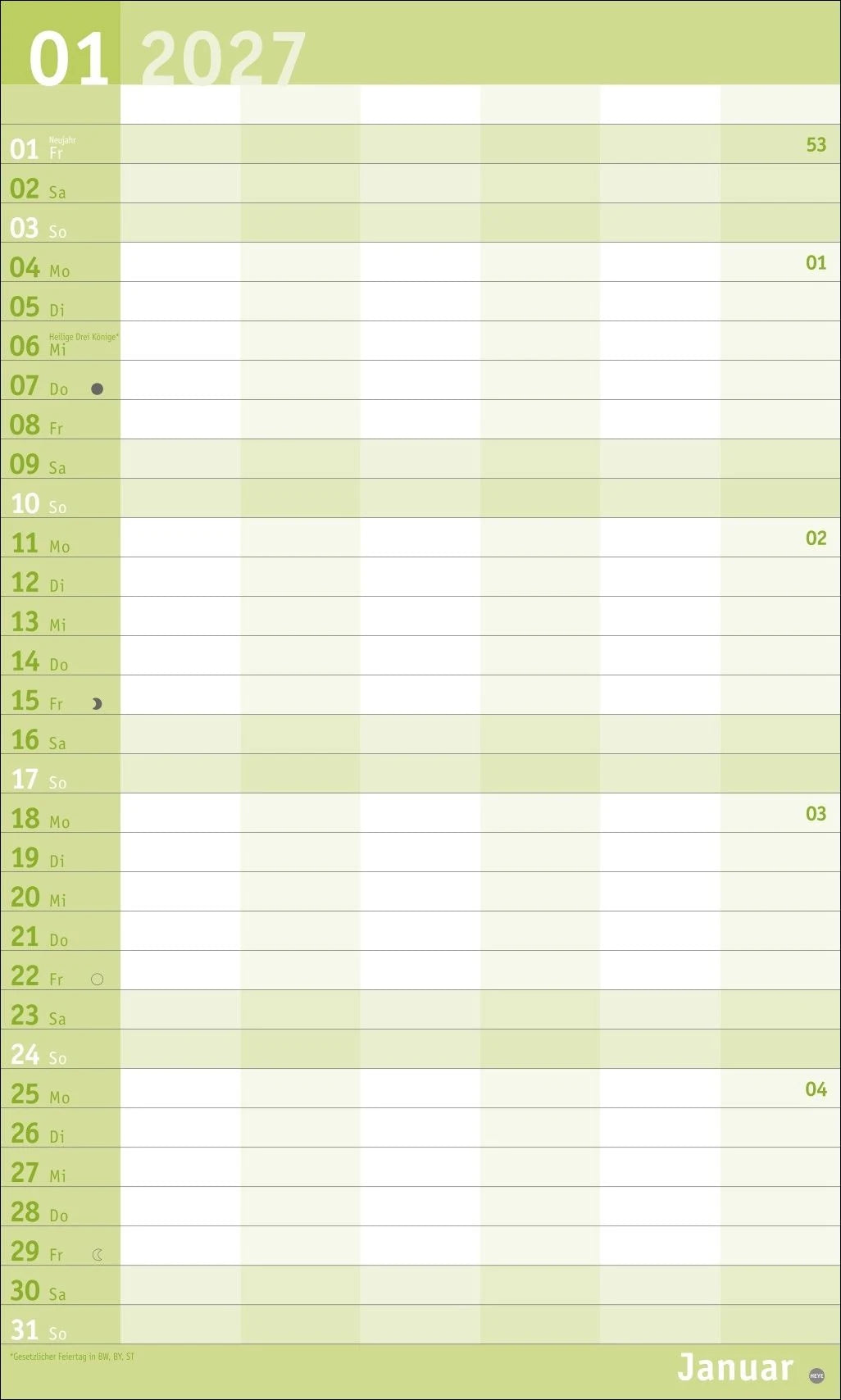 Basic Familienplaner XL 2027 – Ansicht