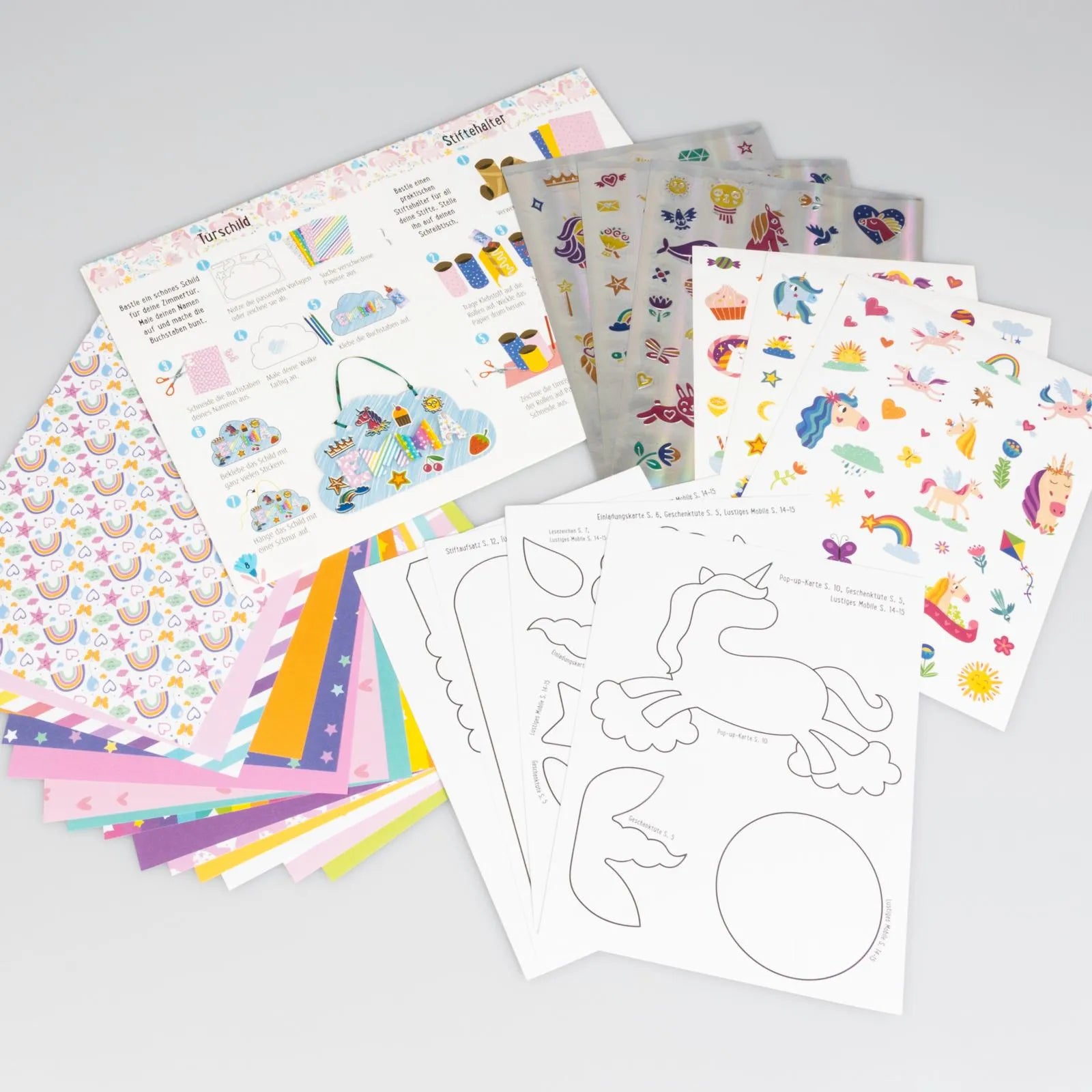 Anton Poitier - Bastelset für Kinder: Sticker-Bastelset: Glitzer-Einhörner