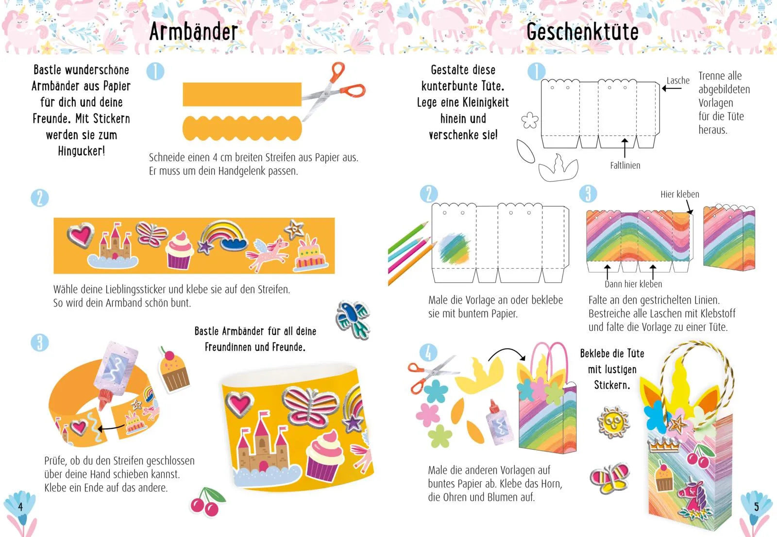 Produktansicht: Bastelset für Kinder: Sticker-Bastelset: Glitzer-Einhörner (Taschenbuch)