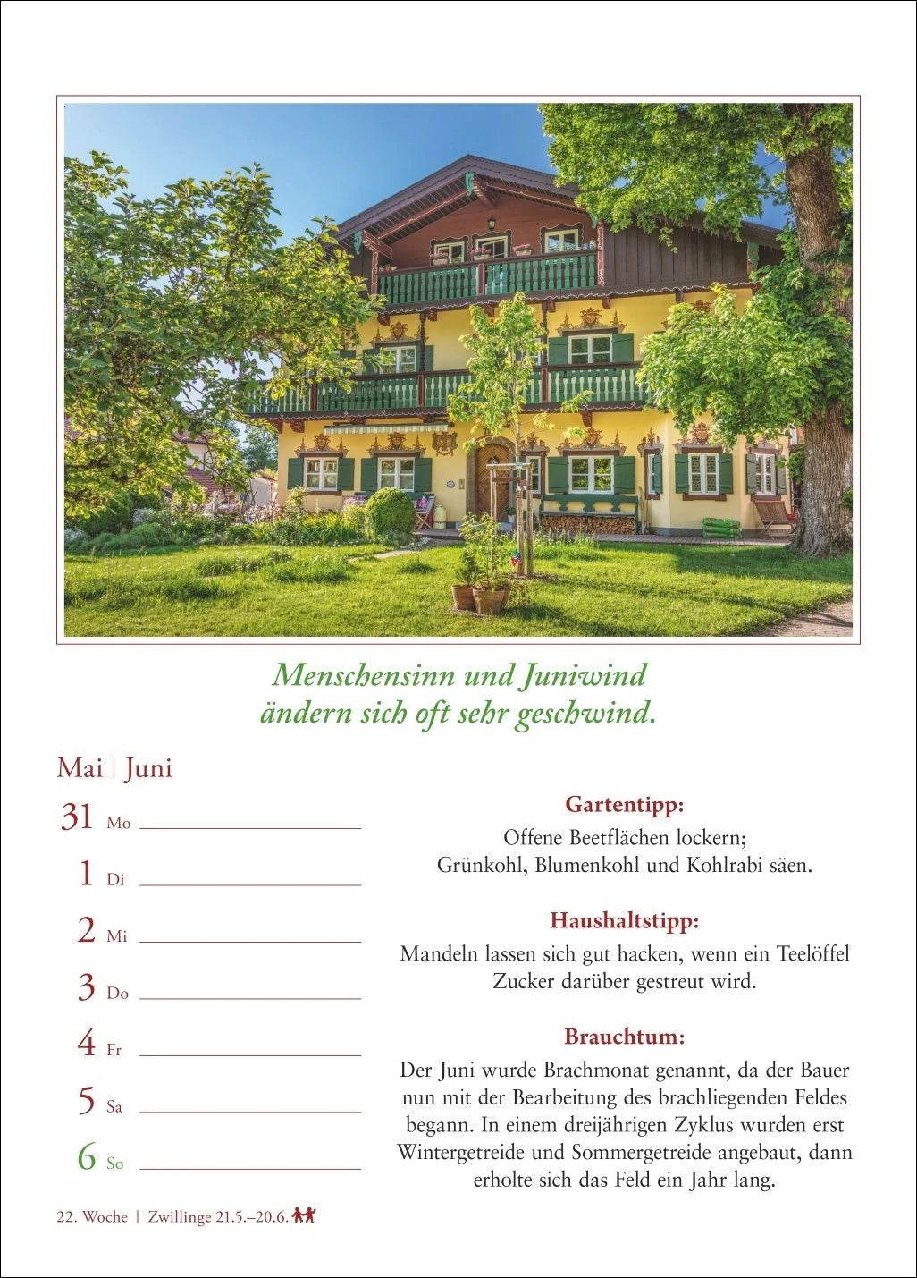 Bauernweisheiten Wochenkalender 2027 - Bauernregeln, Brauchtum, Gartentipps, Haushaltstipps – Ansicht