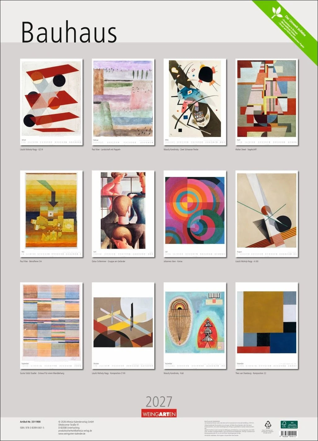 Bauhaus Kalender 2027 – Ansicht