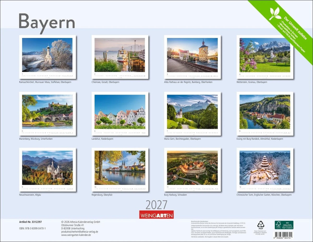 Bayern Kalender 2027 – Ansicht